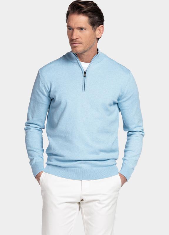 Bos Half Zip Blauw Cotton regular fit lichtblauw 618400CCT-13/615