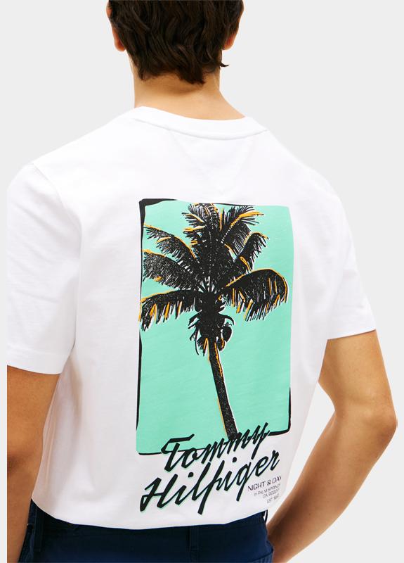 Tommy Hilfiger T-shirt korte mouw Wit PALM PHOTO PRINT TEE MW0MW42386/YBR