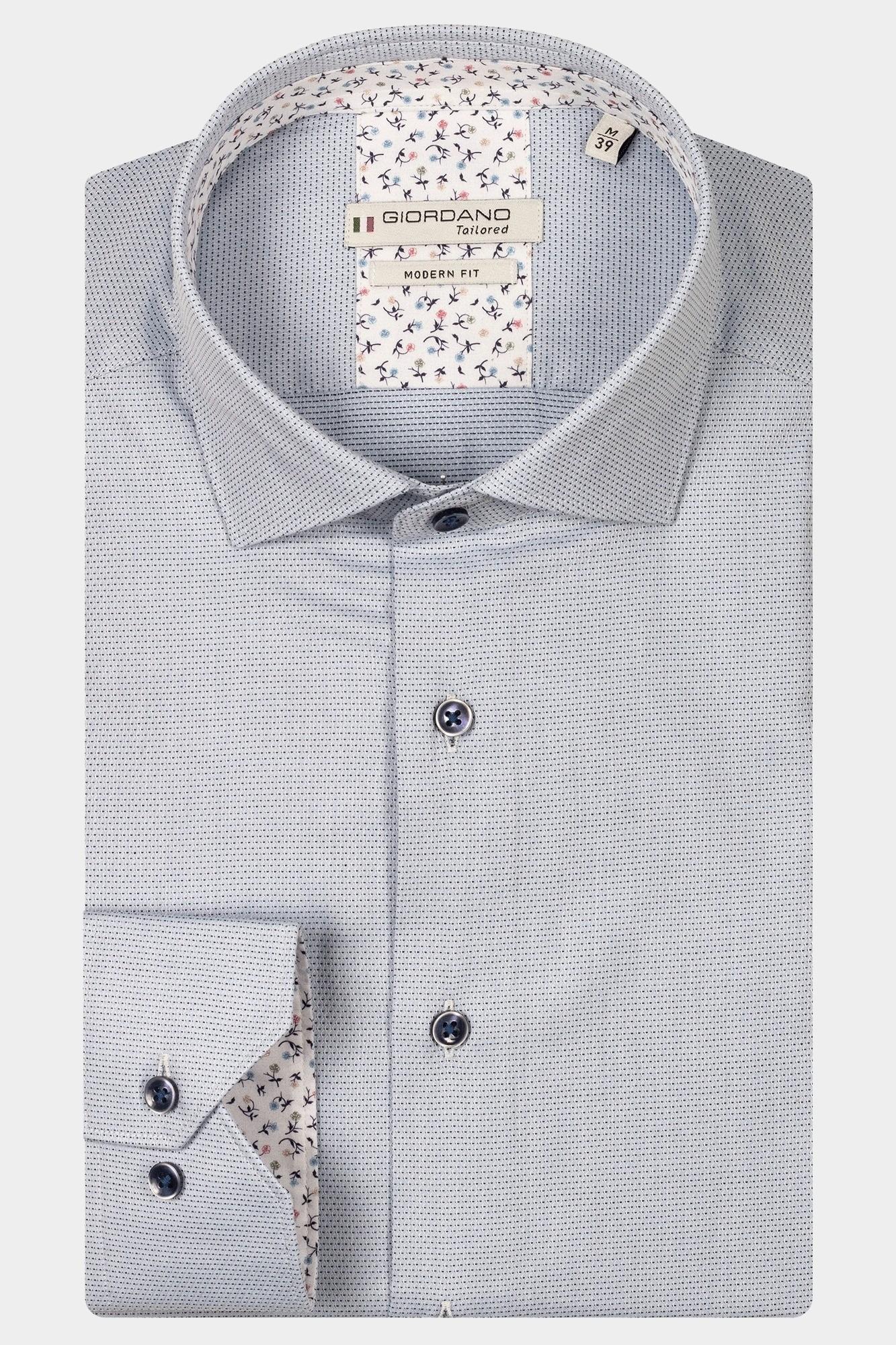 Giordano Casual hemd lange mouw Blauw Maggiore long sleeve semi cut 517853/61