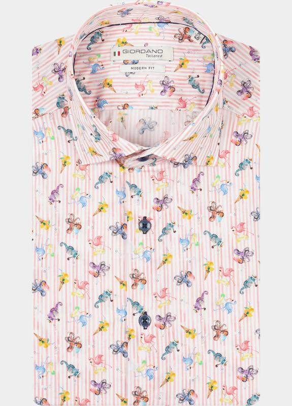 Giordano Overhemd heren Roze Locarno Long Sleeve Semi Cuta 617866/50