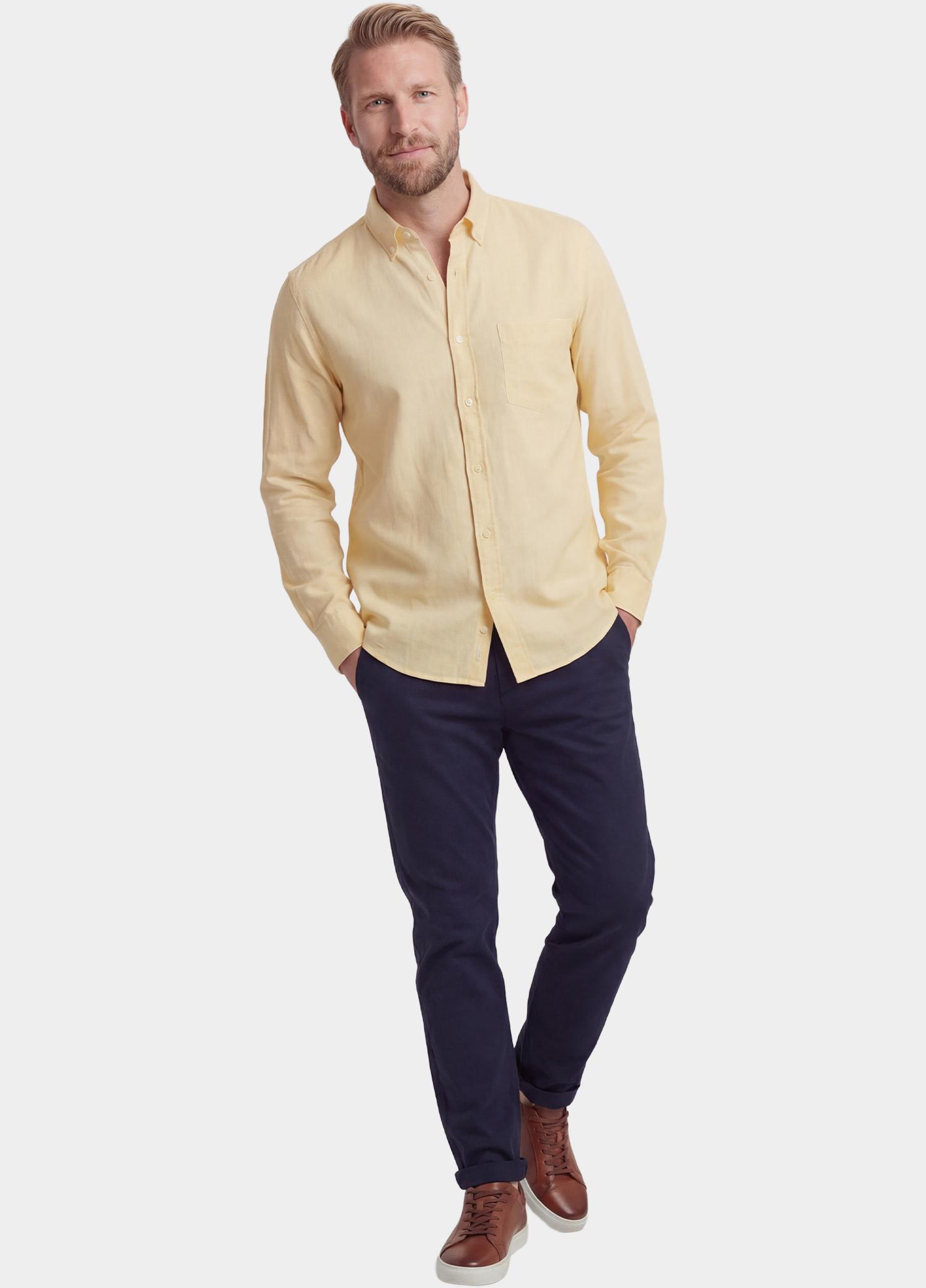 Giordano Overhemd heren Geel Ivy Long Sleeve Button Down S 617009/20
