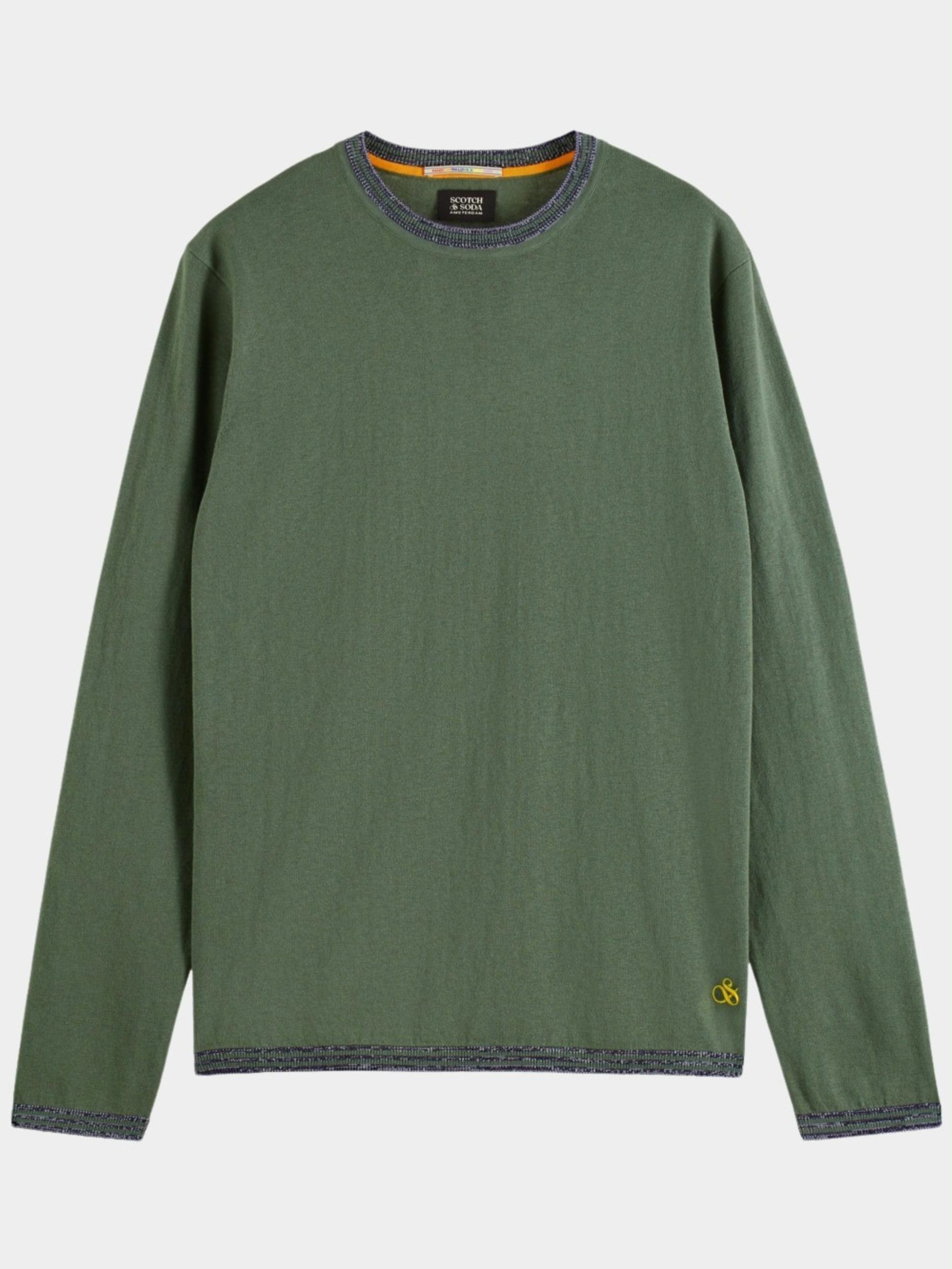 Scotch & Soda Pullover Groen Cottonn/wool blend lightweight 171733/0115