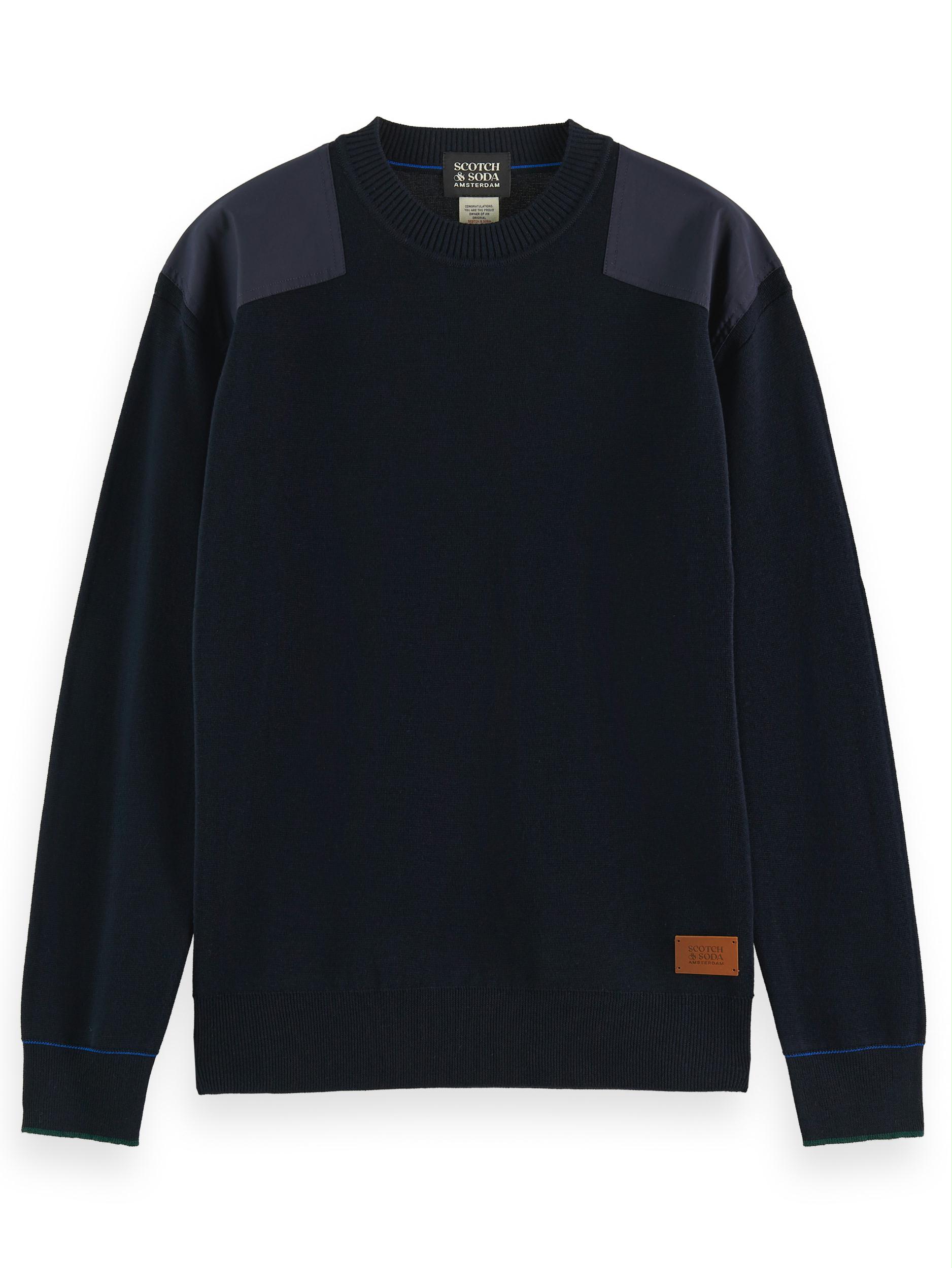 Scotch & Soda Pullover Blauw Shoulder patches crewneck pull 168493/0004