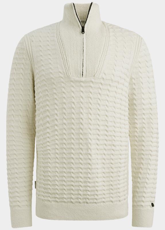 Cast Iron Half Zip Beige Half zip collar cotton boucle CKW2510354/9001