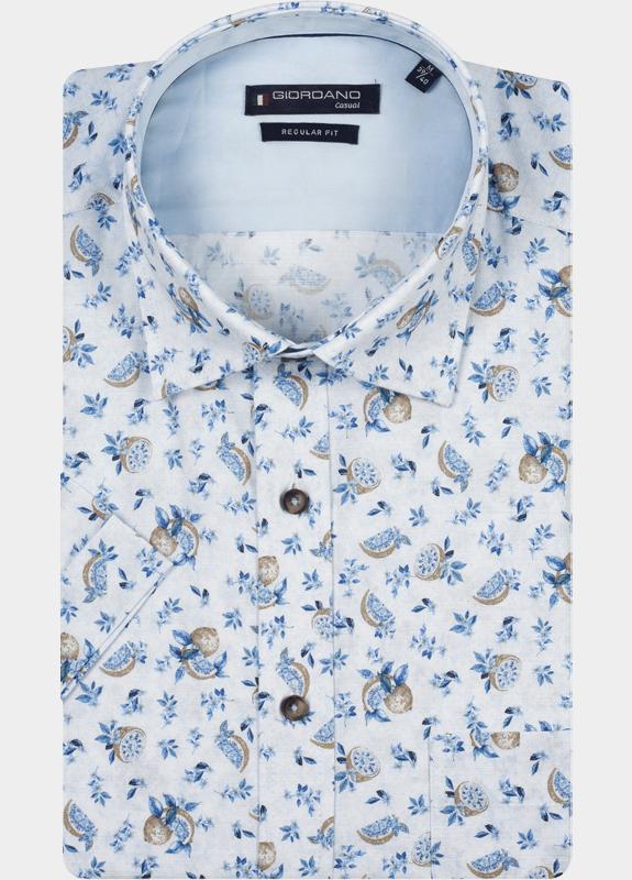 Giordano overhemd korte mouw heren Blauw Trento Short Sleeve Button Un 616050/61