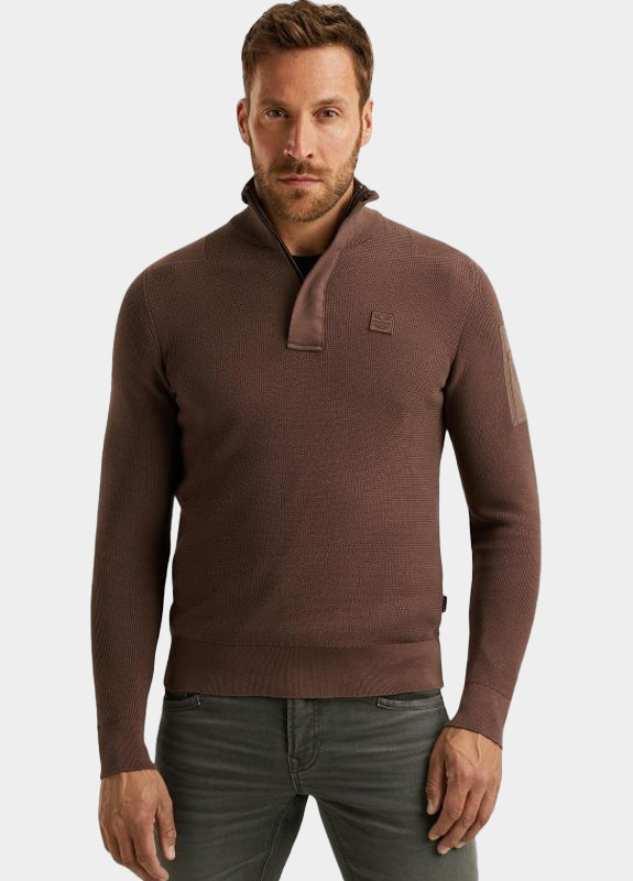 PME Legend Half Zip Bruin Half zip collar cotton knit PKW2509322/8203