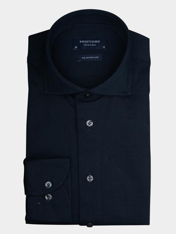 Profuomo Business hemd lange mouw Blauw Jersey overhemd navy PP0H0A054/410