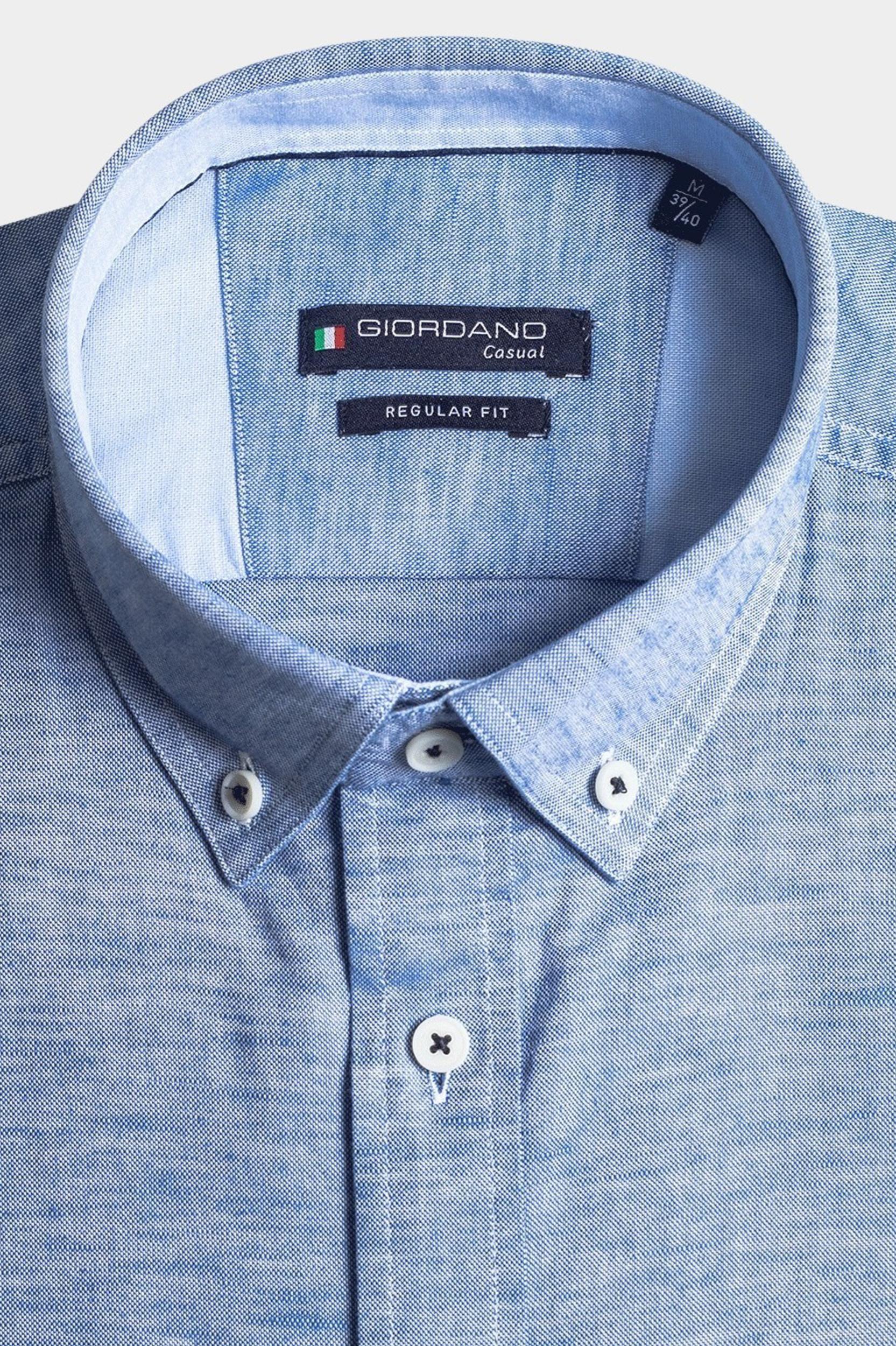 Giordano Casual hemd lange mouw Blauw Ivy Solid Hemp Yarn Fabric 417001/63