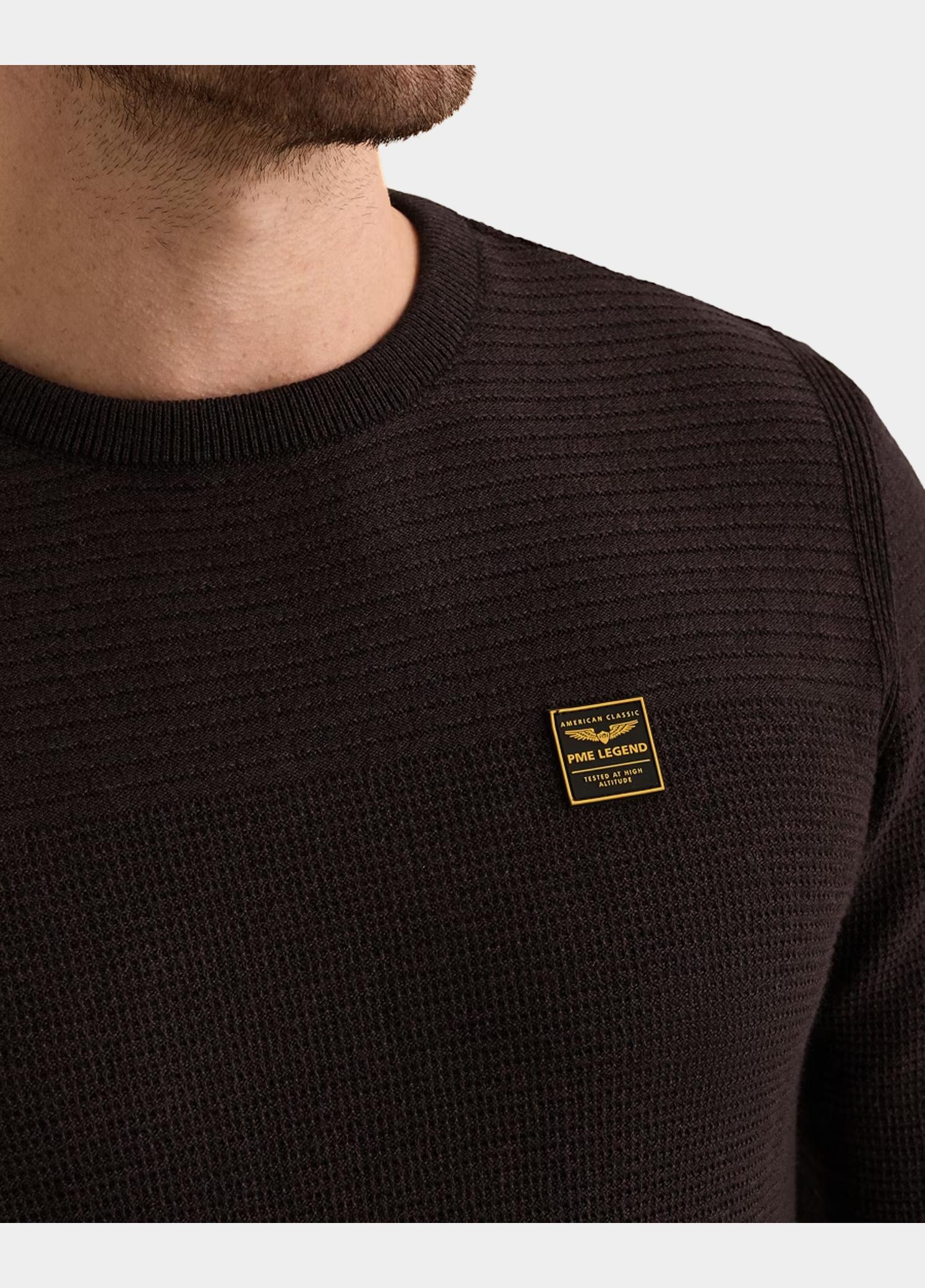 PME Legend Pullover heren Paars R-neck cotton mouline PKW2610300/4357