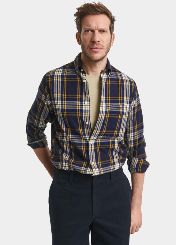 Gant Casual hemd lange mouw Blauw Reg Windblown Flannel Check S 3250243/433