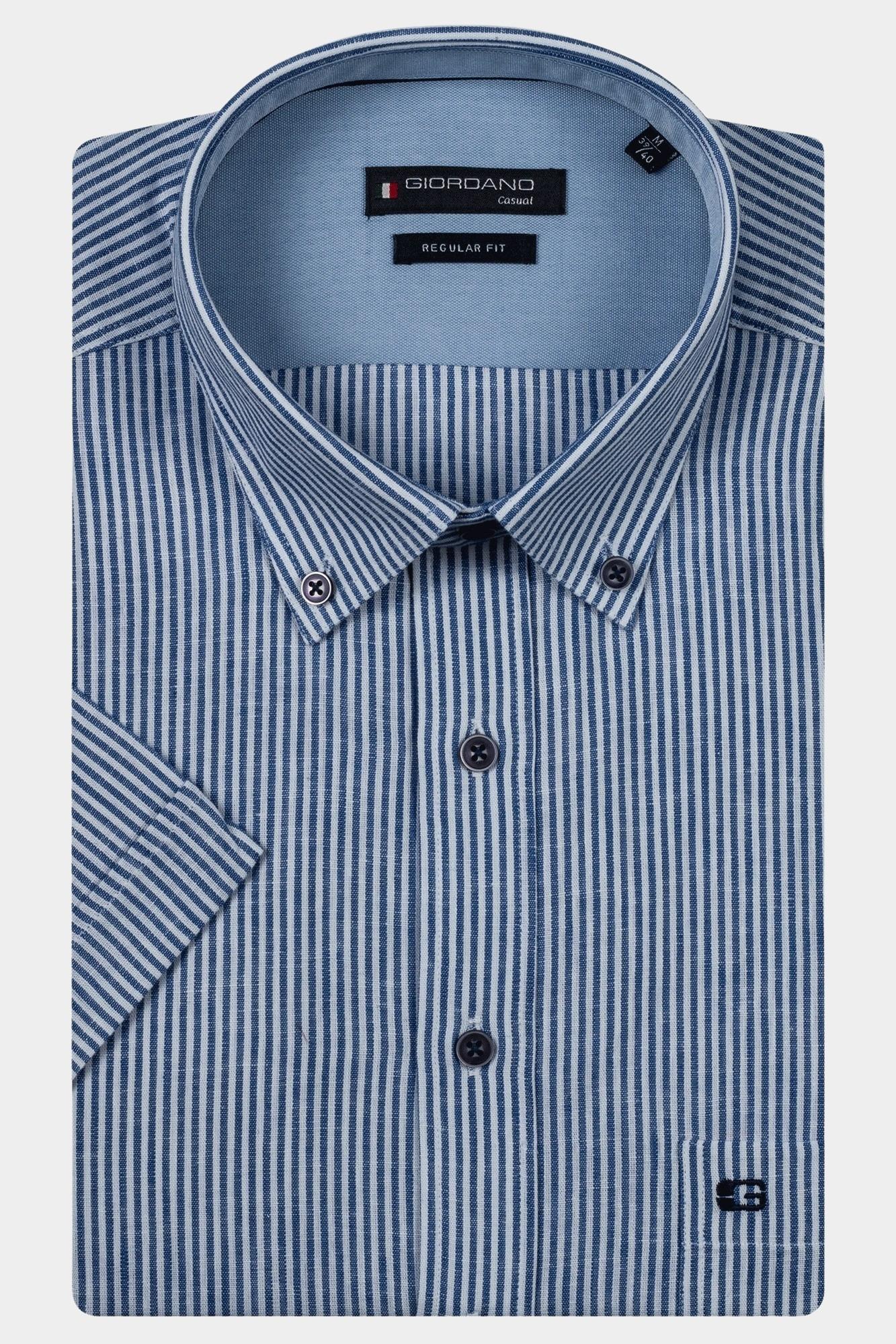Giordano Casual hemd korte mouw Blauw League short sleeve button do 516107/60