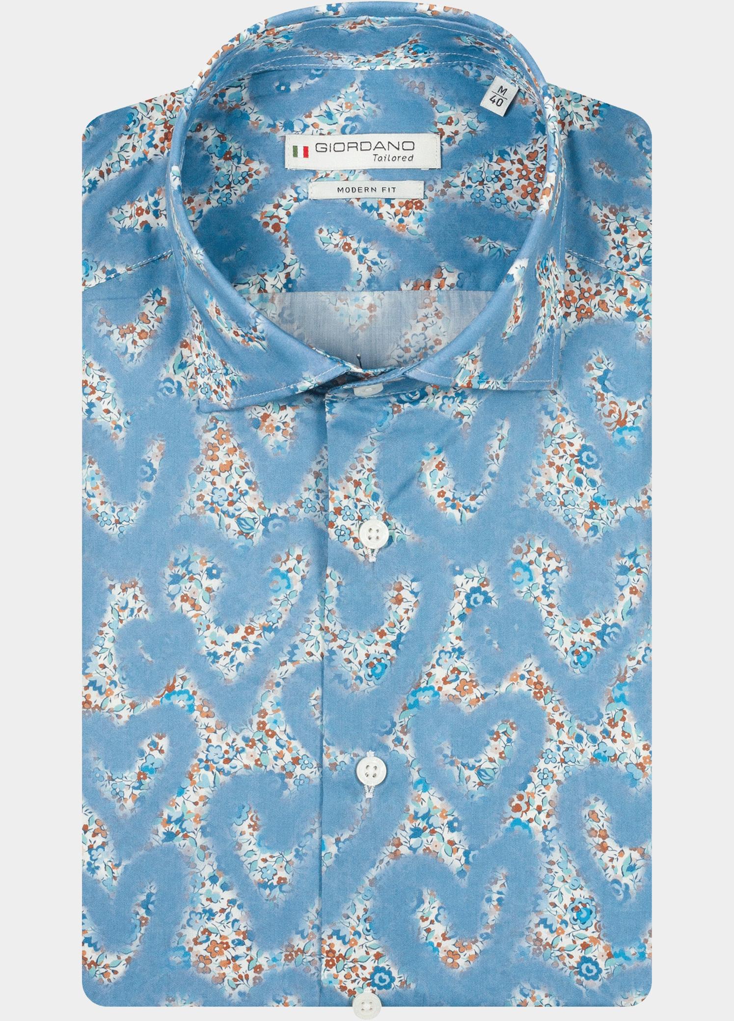 Giordano Overhemd heren Blauw Locarno Long Sleeve Semi Cuta 617871/61