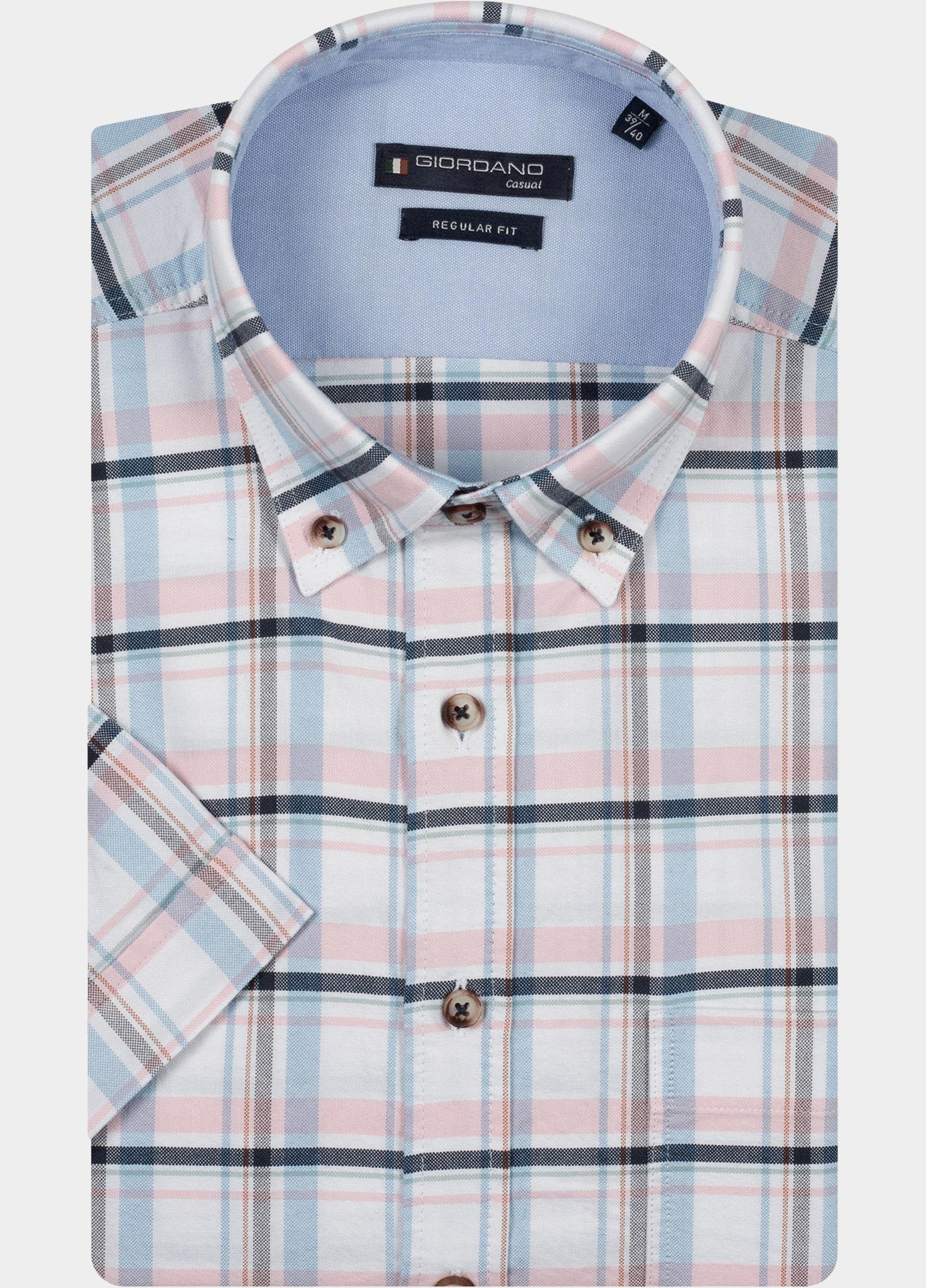 Giordano overhemd korte mouw heren Roze League short sleeve button do 616303/50