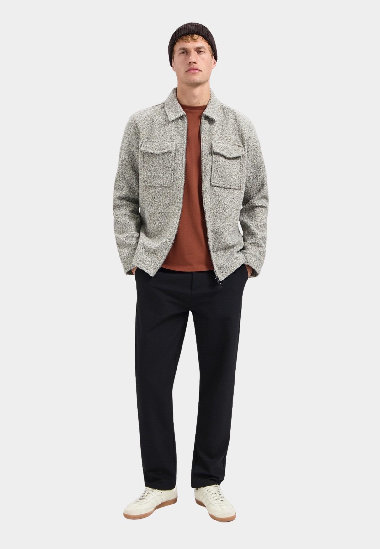 No Excess Overshirt Grijs Overshirt Zipper Wool look 29510818SN/102