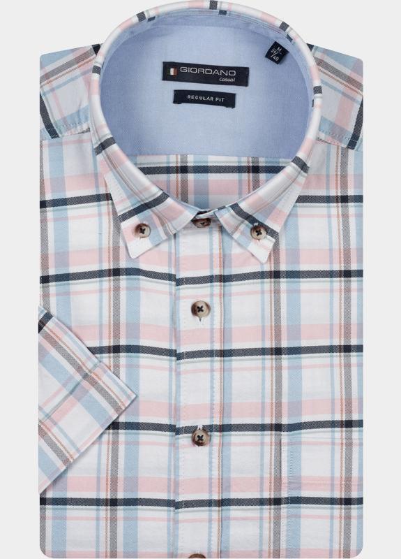 Giordano overhemd korte mouw heren Roze League short sleeve button do 616303/50