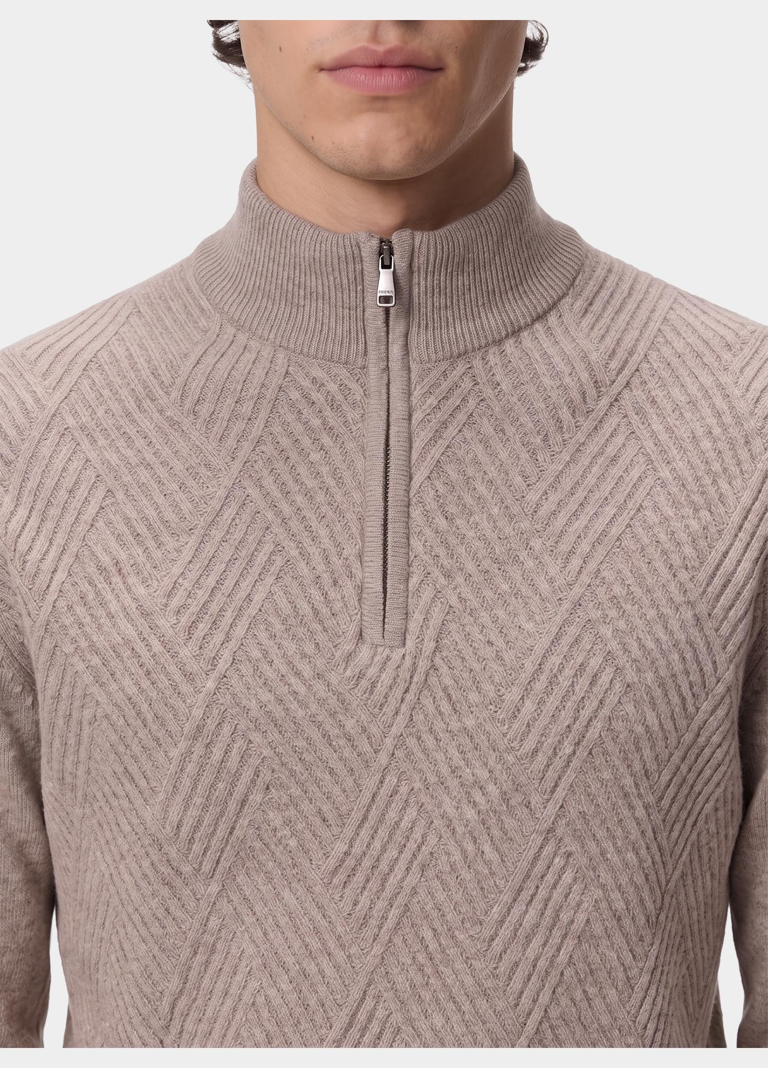 Baileys Half Zip Beige Front Body Structure Knit 628406/985