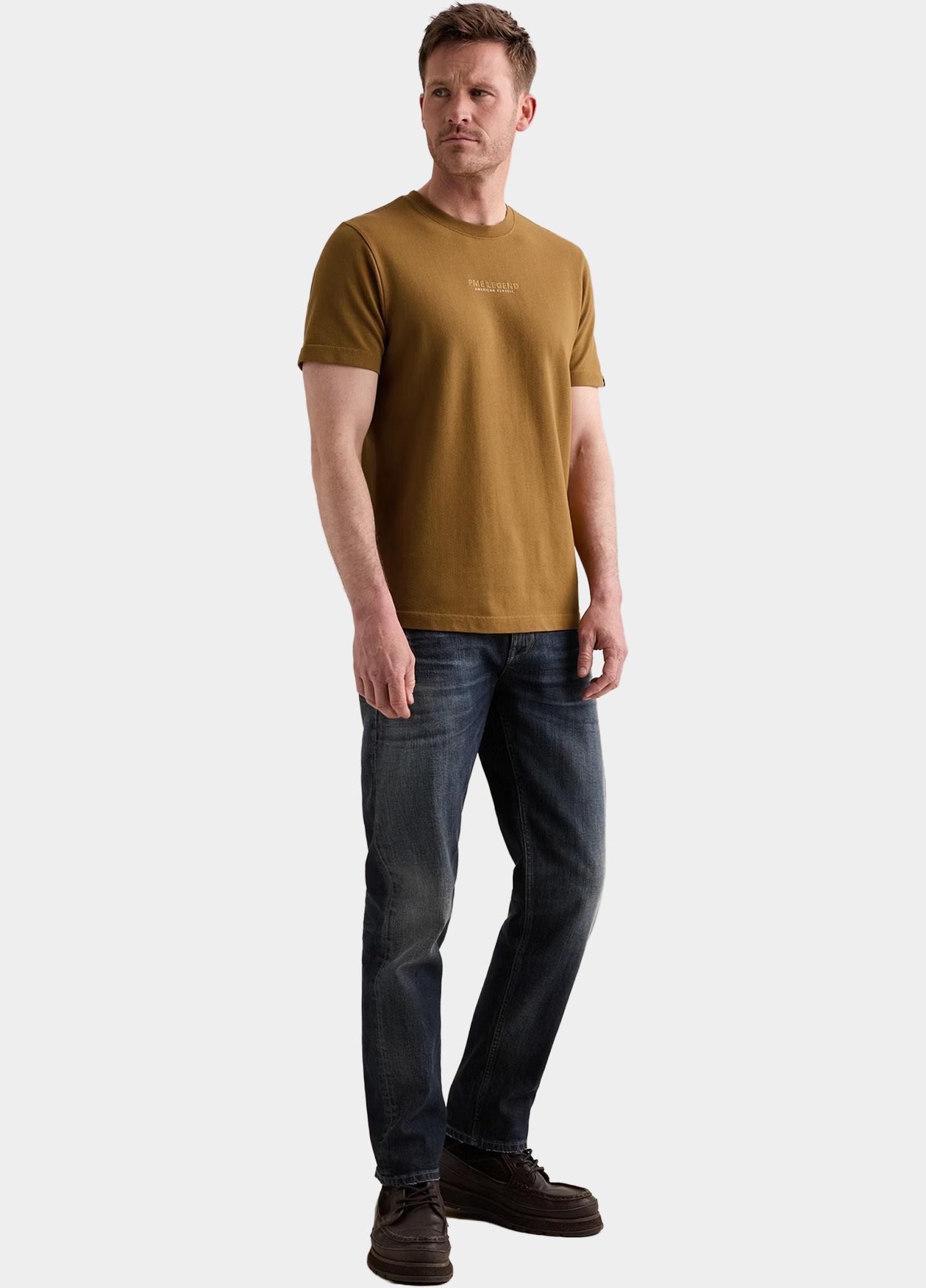 PME Legend T-shirt heren Bruin Short sleeve r-neck flat waff PTSS2608564/8187