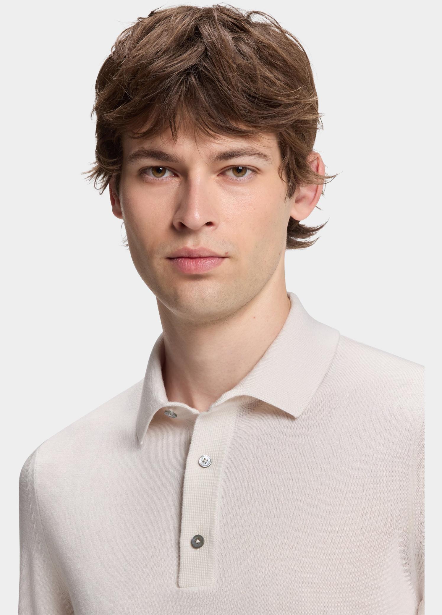 BOSS Black Polo lange mouw Wit H-Lancione 10280691 01 50565503/118