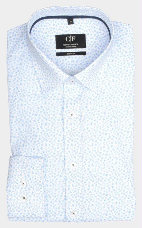 Commander Business hemd lange mouw Blauw overhemd bloemenprint slim fit 213010588/606