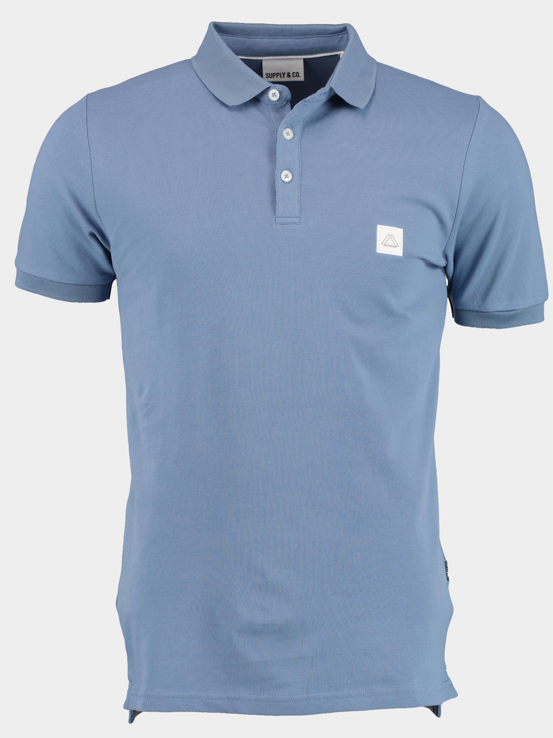 Supply & Co. Polo korte mouw Blauw Oscar Polo Fine Pique 23108OS03/263 stonewash