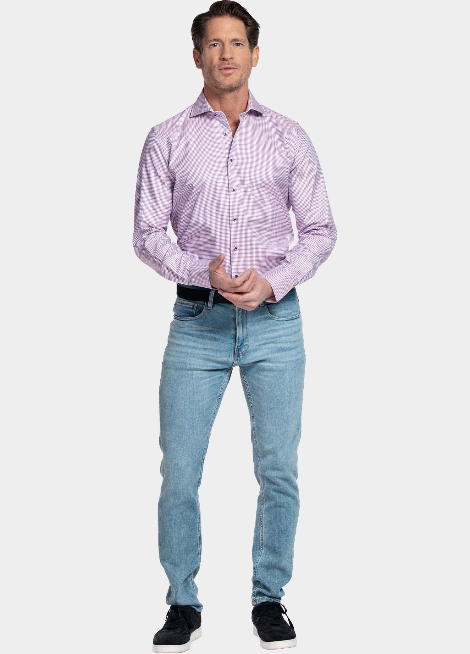 Giordano Overhemd heren Roze Locarno Long Sleeve Semi Cuta 617840/50