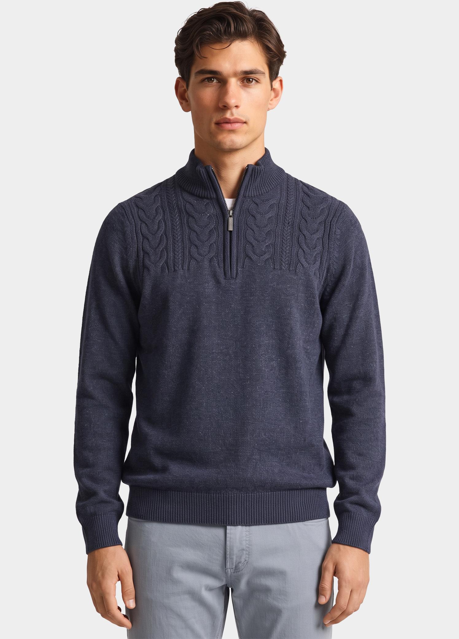 Baileys Half Zip Blauw 5gg Cable Pattern 628457/602