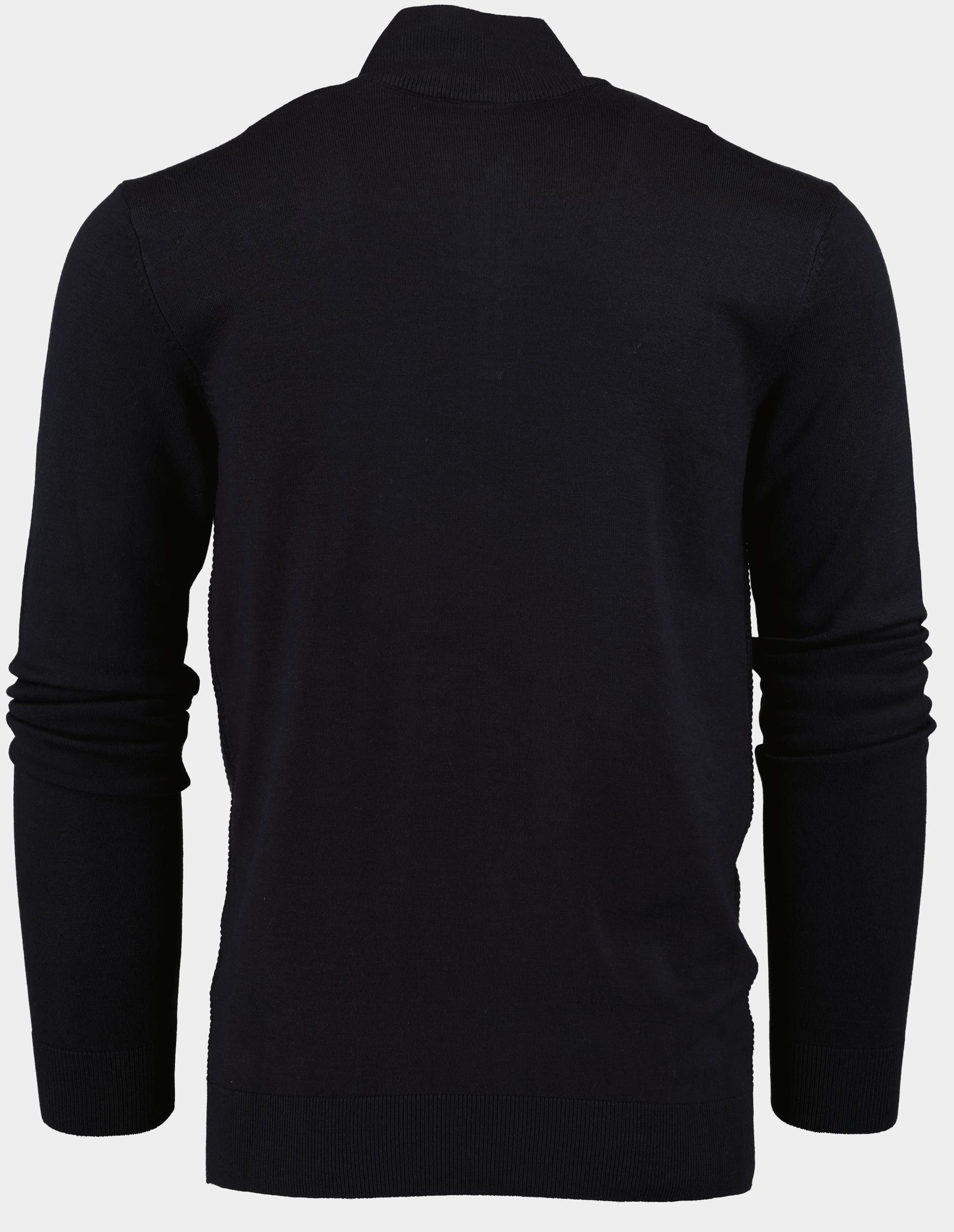 Bos Pullover Blauw Half Zip struktuur 1003224/205