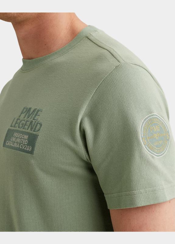 PME Legend T-shirt korte mouw Groen Short sleeve r-neck flat waff PTSS2604576/6123