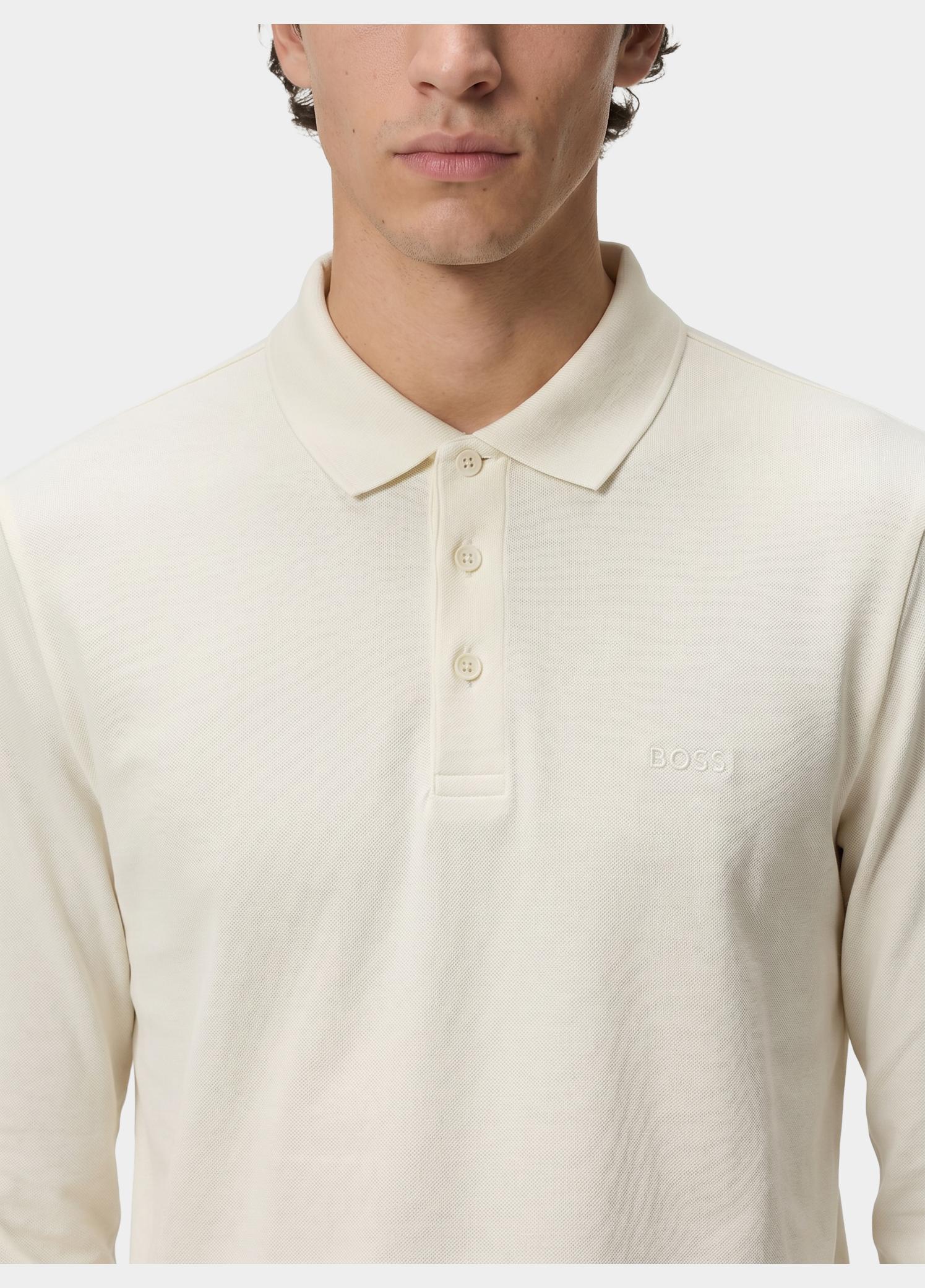BOSS Black Polo lange mouw Wit Pado 30 10241542 01 50468392/118