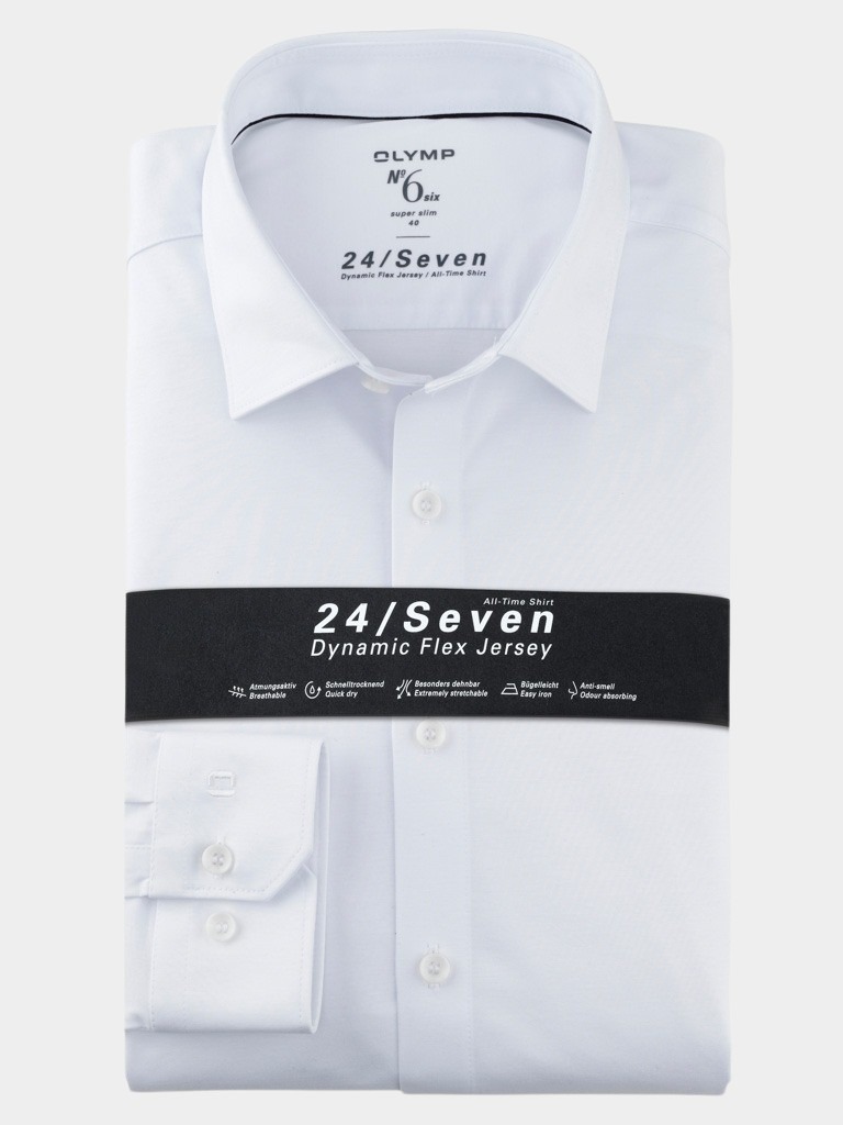 Olymp Business hemd lange mouw Wit extra slim fit van jersey 250374/00