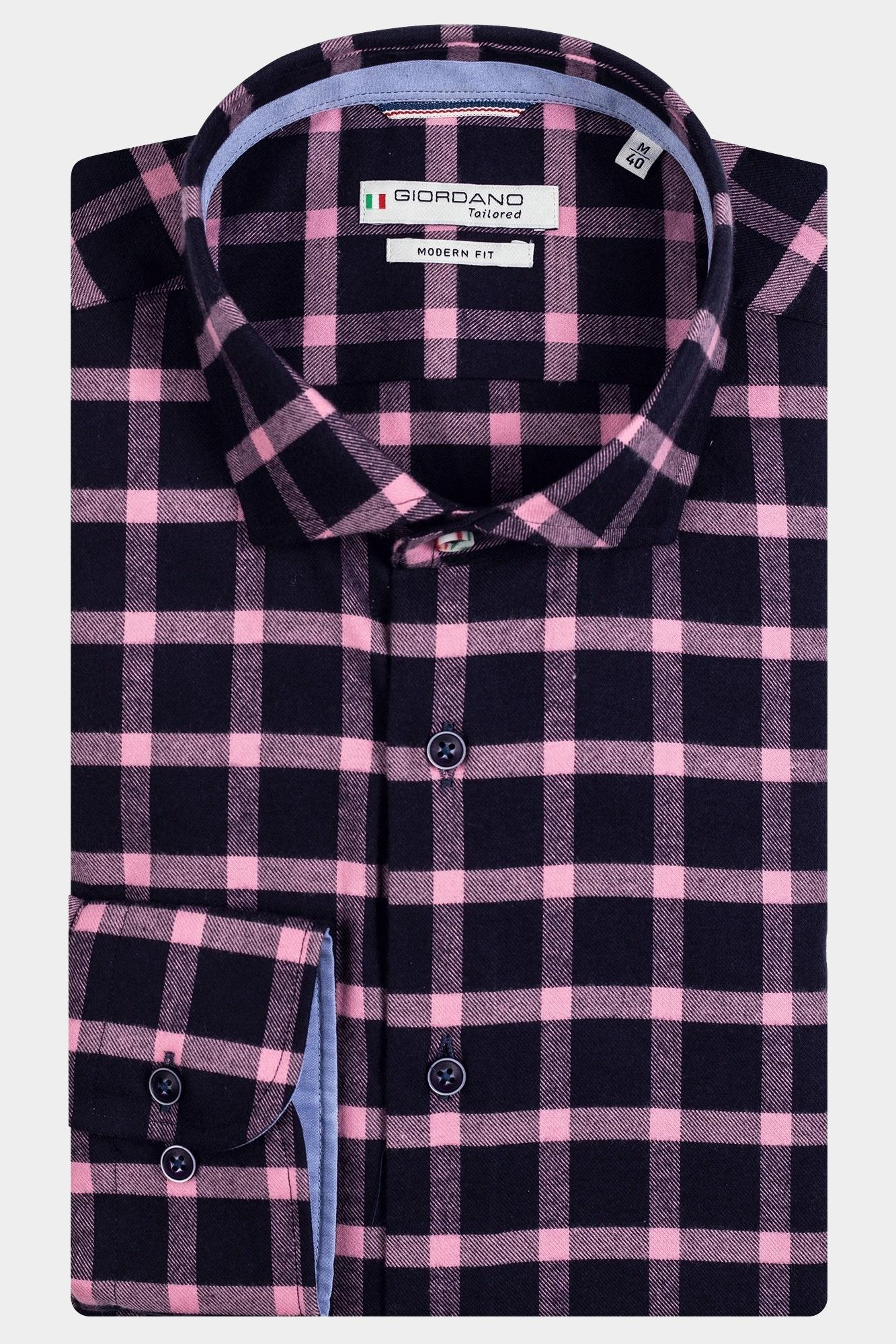 Giordano Casual hemd lange mouw Roze Row, LS Cutaway Brushed Two T 327830/51