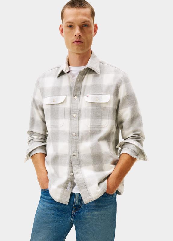 Tommy Hilfiger Casual hemd lange mouw Grijs FLANNEL CHECK SHIRT JACKET MW0MW40483/0QY