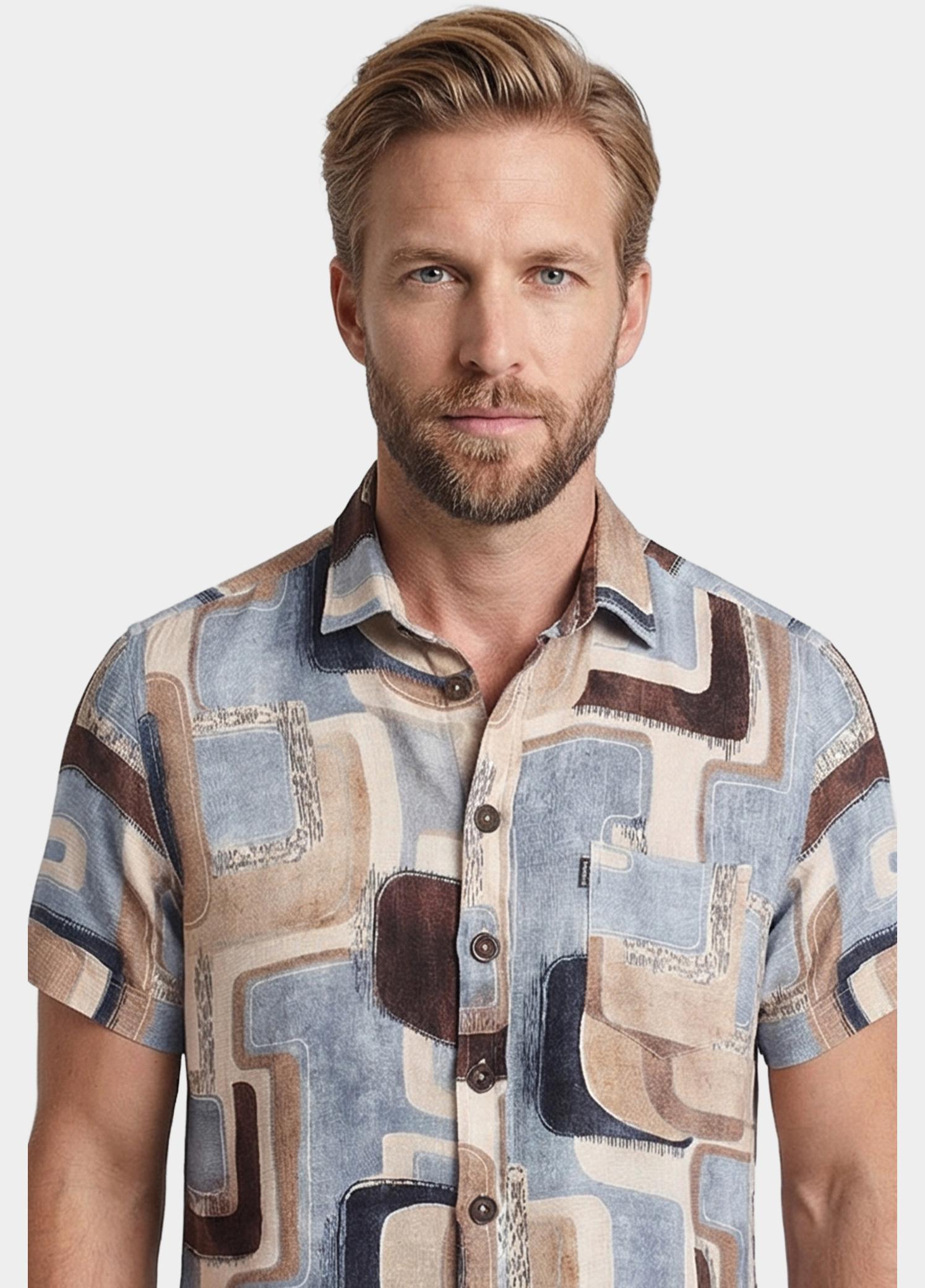 Giordano overhemd korte mouw heren Blauw Vivaro Short Sleeve Resort St 616880/60
