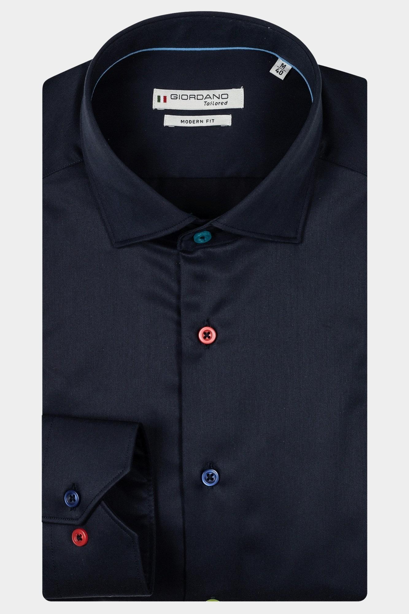 Giordano Casual hemd lange mouw Blauw Maggiore, LS Semi Cutaway Fin 427888/60