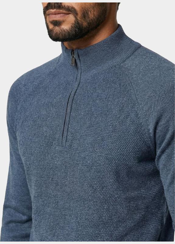 Innocente Half Zip Blauw Half zip met structuur 326/8163 Indigo