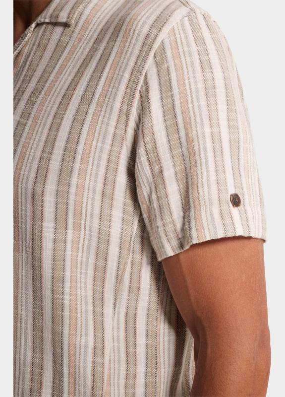 Cast Iron Casual hemd korte mouw Grijs Short Sleeve Shirt Slub Twill CSIS2603232/8023