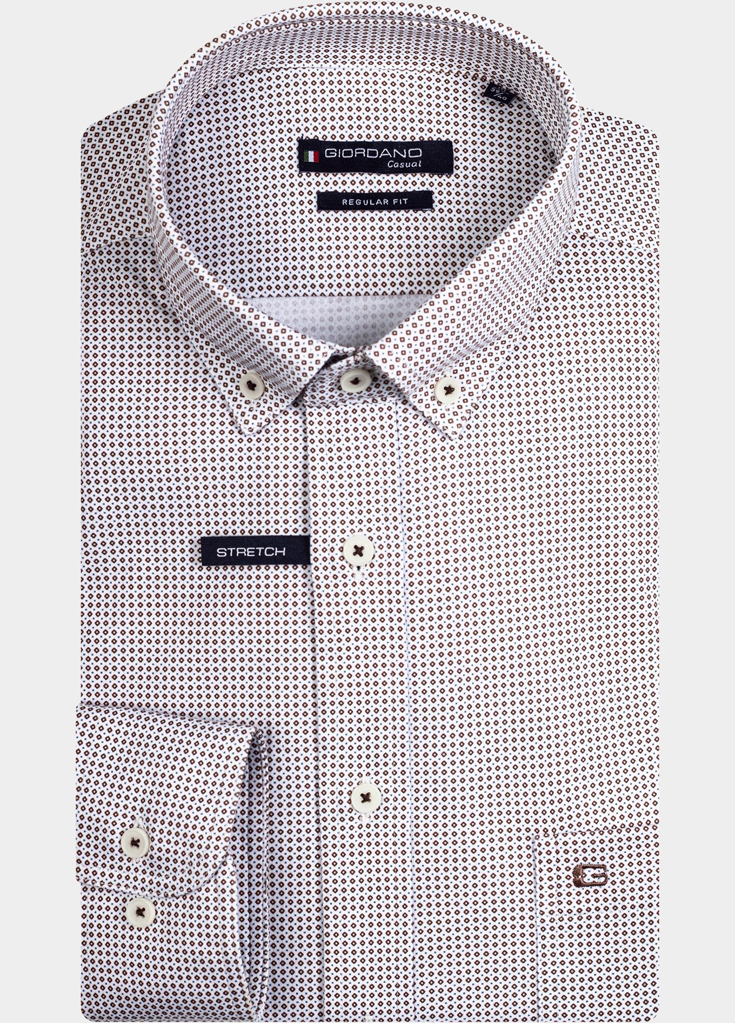 Giordano Overhemd heren Bruin Ivy, LS Button Down Interlock 417006/80