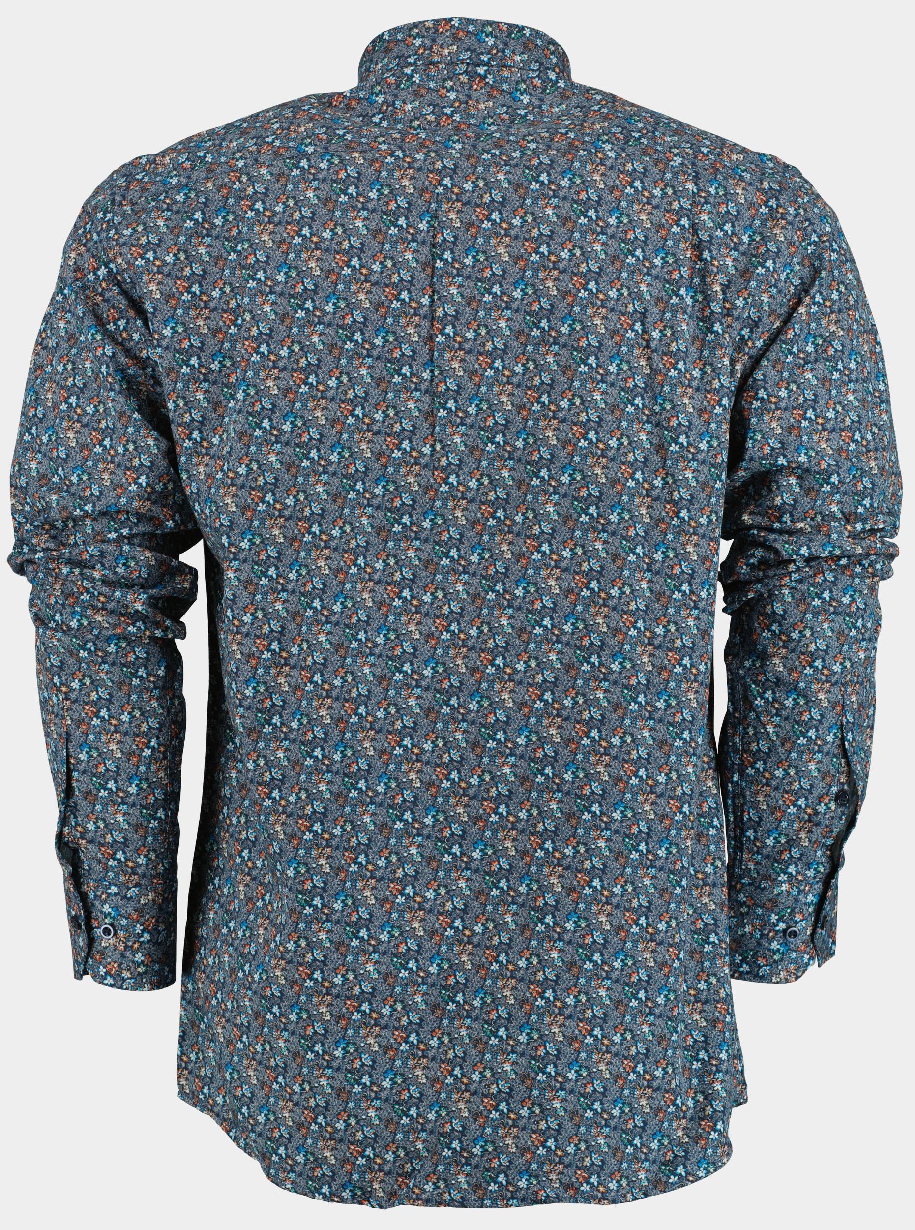 Bos Casual hemd lange mouw Blauw Blue flower pattern 25496/V02