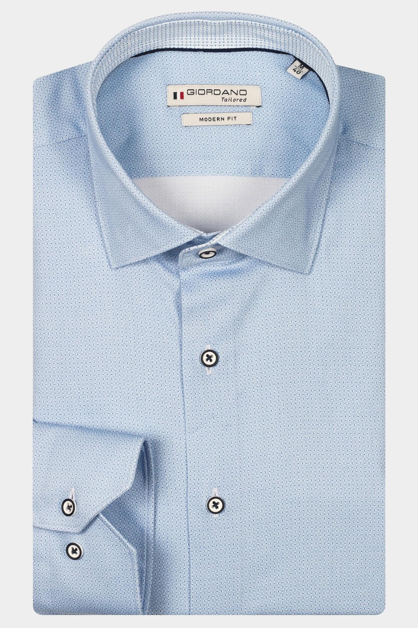 Giordano Casual hemd lange mouw Blauw Maggiore long sleeve semi cut 517827/61