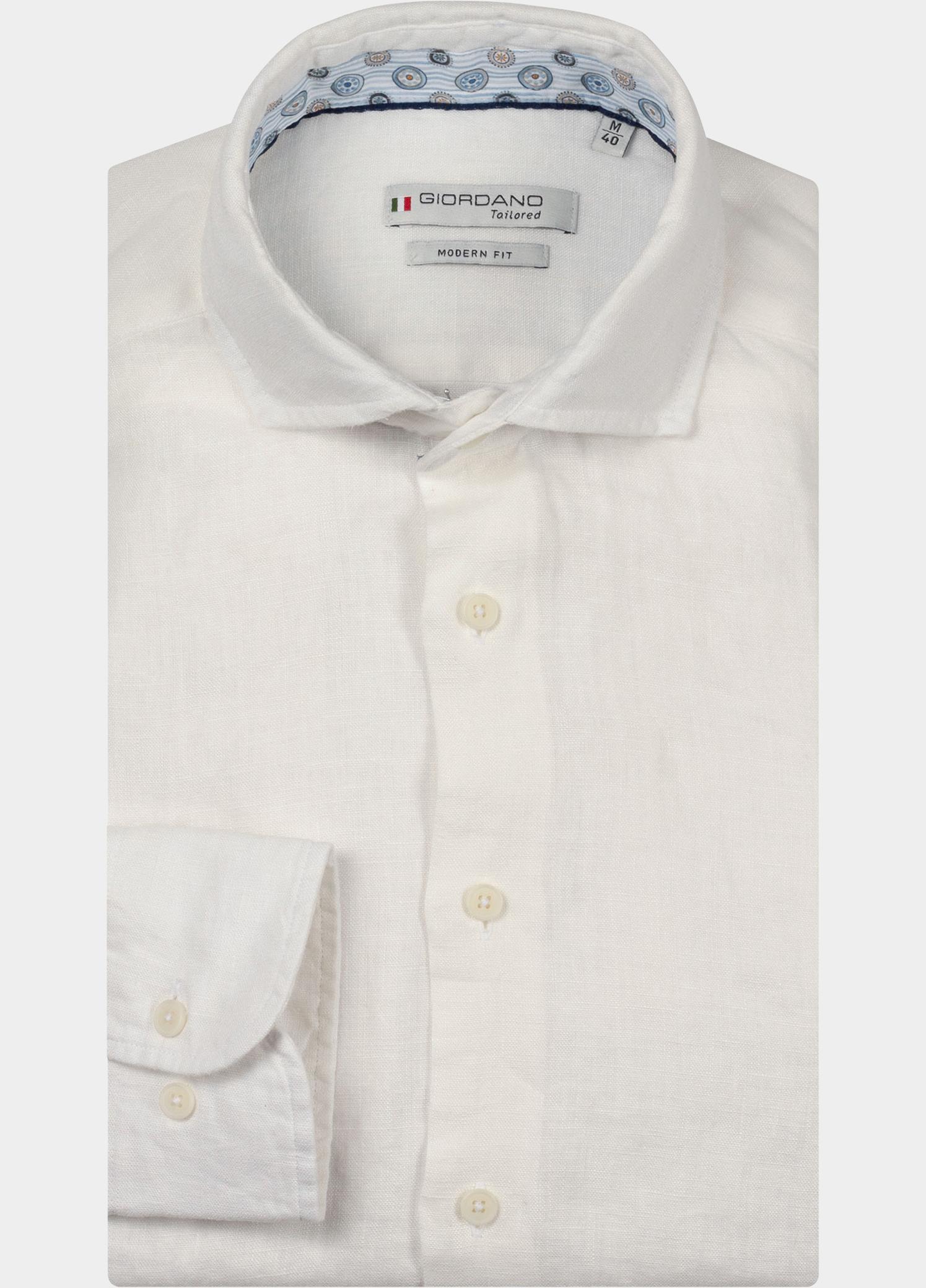 Giordano Overhemd heren Wit Row Long Sleeve Cutaway Soft 617811/10