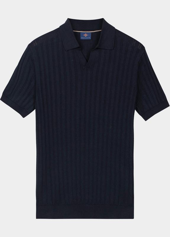 Baileys Polo heren Blauw Polo knitted SS Polo V Collar 615772/60