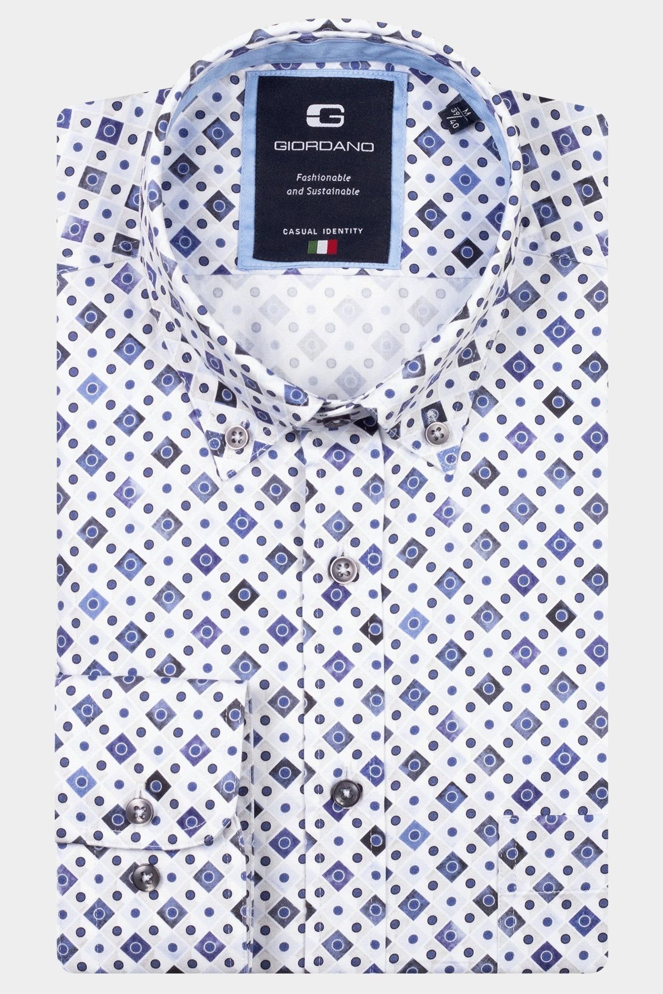 Giordano Casual hemd lange mouw Blauw Brando long sleeve button dow 527030/60