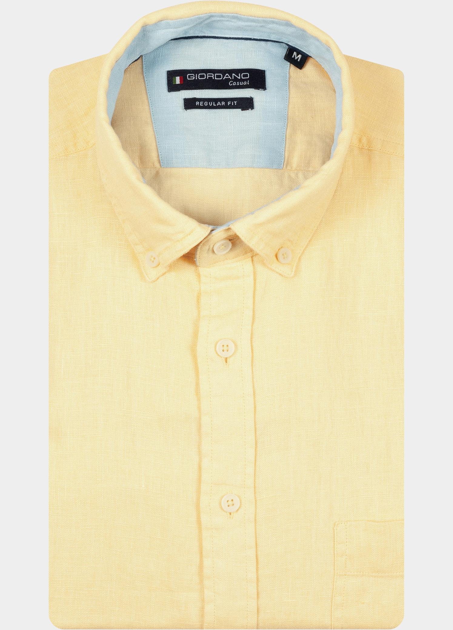 Giordano Overhemd heren Geel Ivy Long Sleeve Button Down S 617009/20