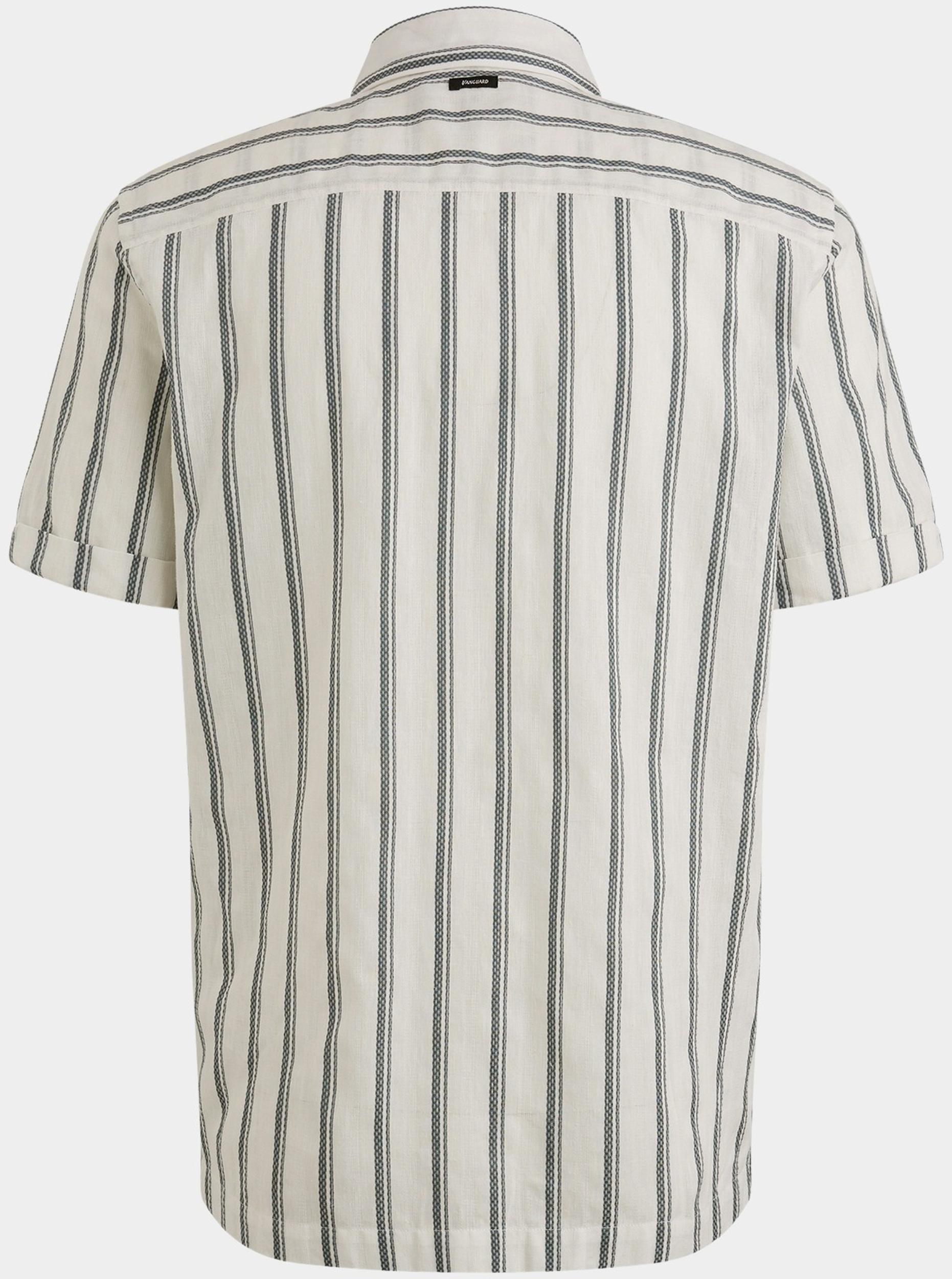 Vanguard Casual hemd korte mouw Wit Short Sleeve Shirt Dobby stri VSIS2504261/7004