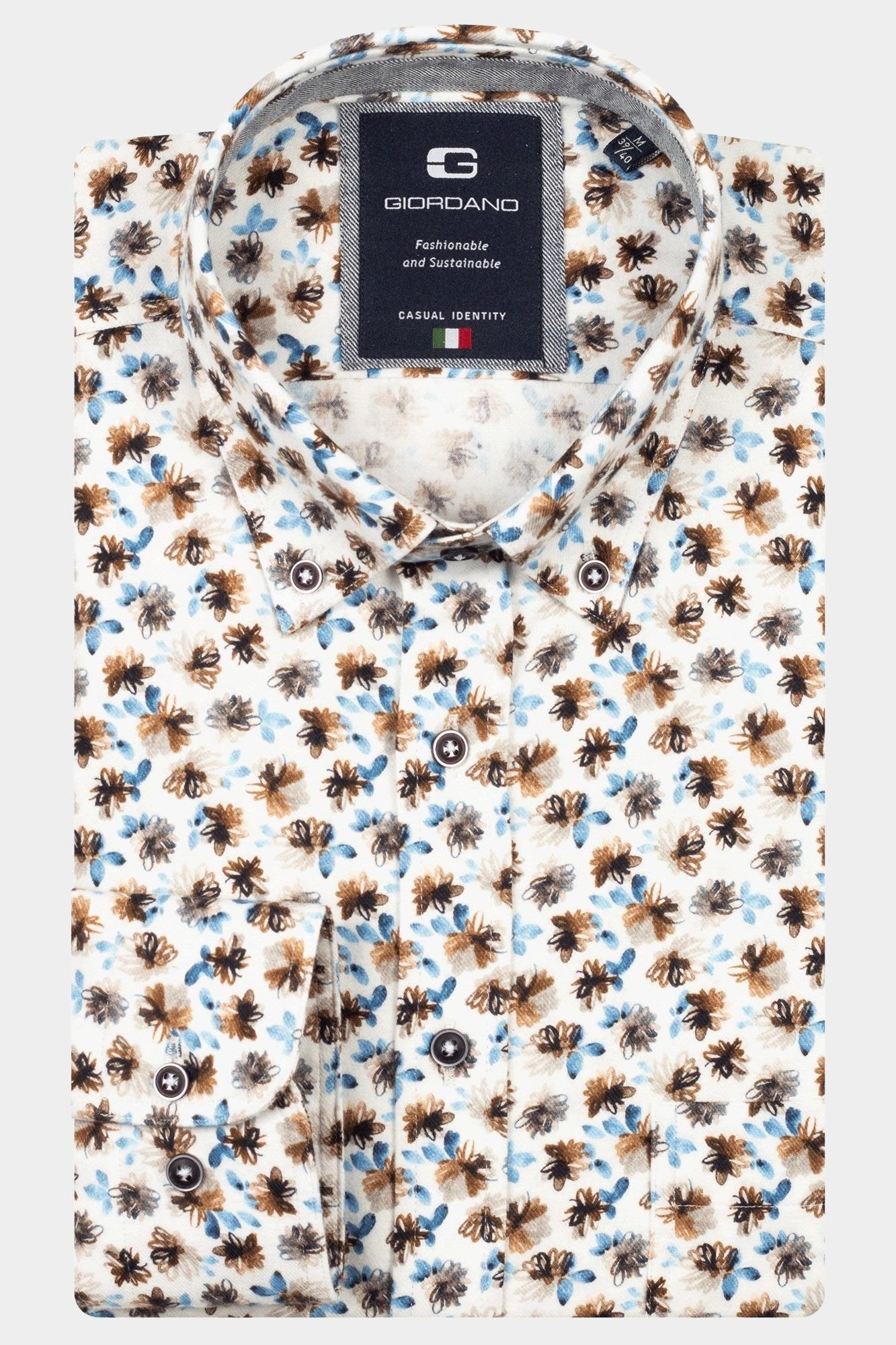 Giordano Casual hemd lange mouw Blauw Brando long sleeve button dow 527017/60