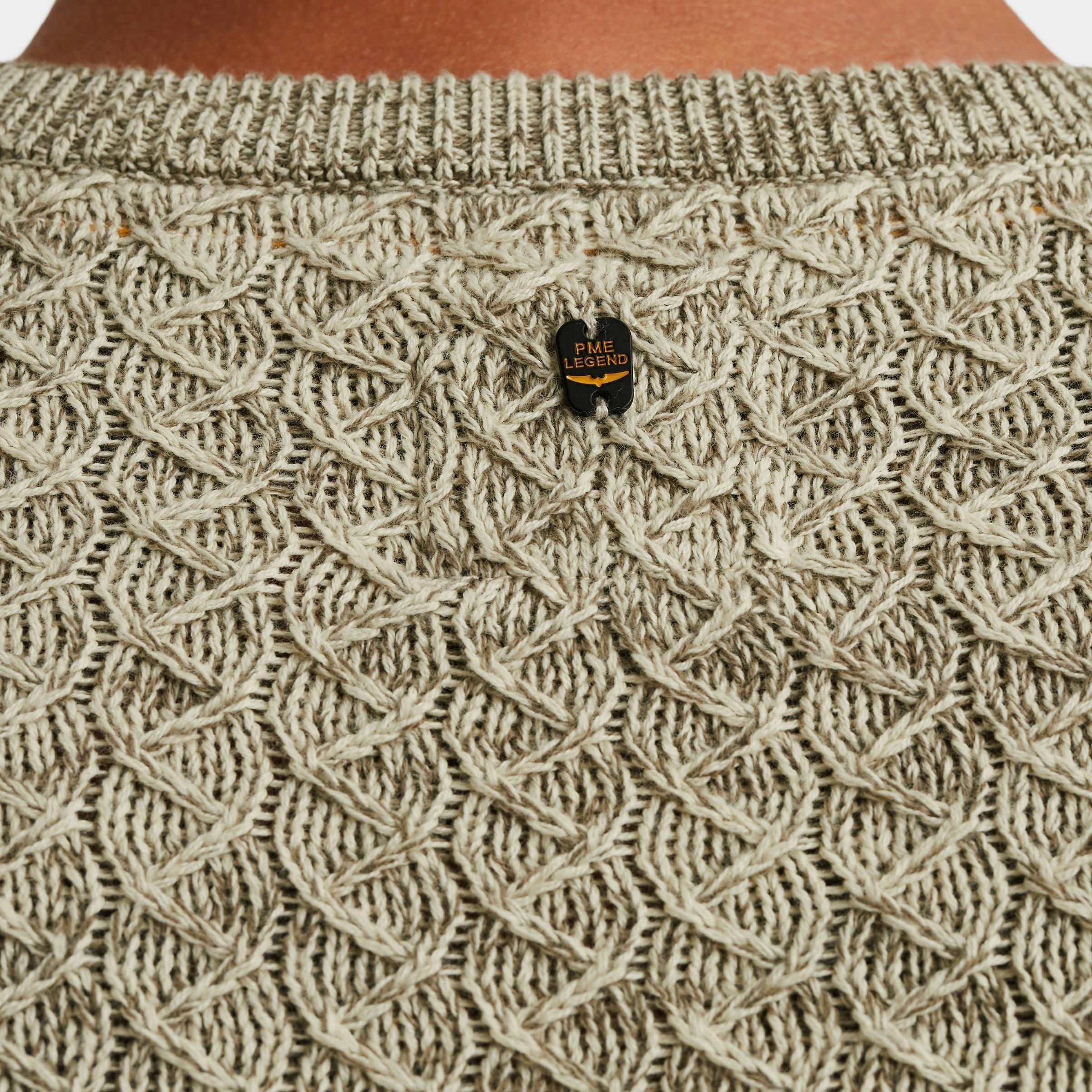 PME Legend Pullover Beige R-neck mouline structure PKW2510304/7013