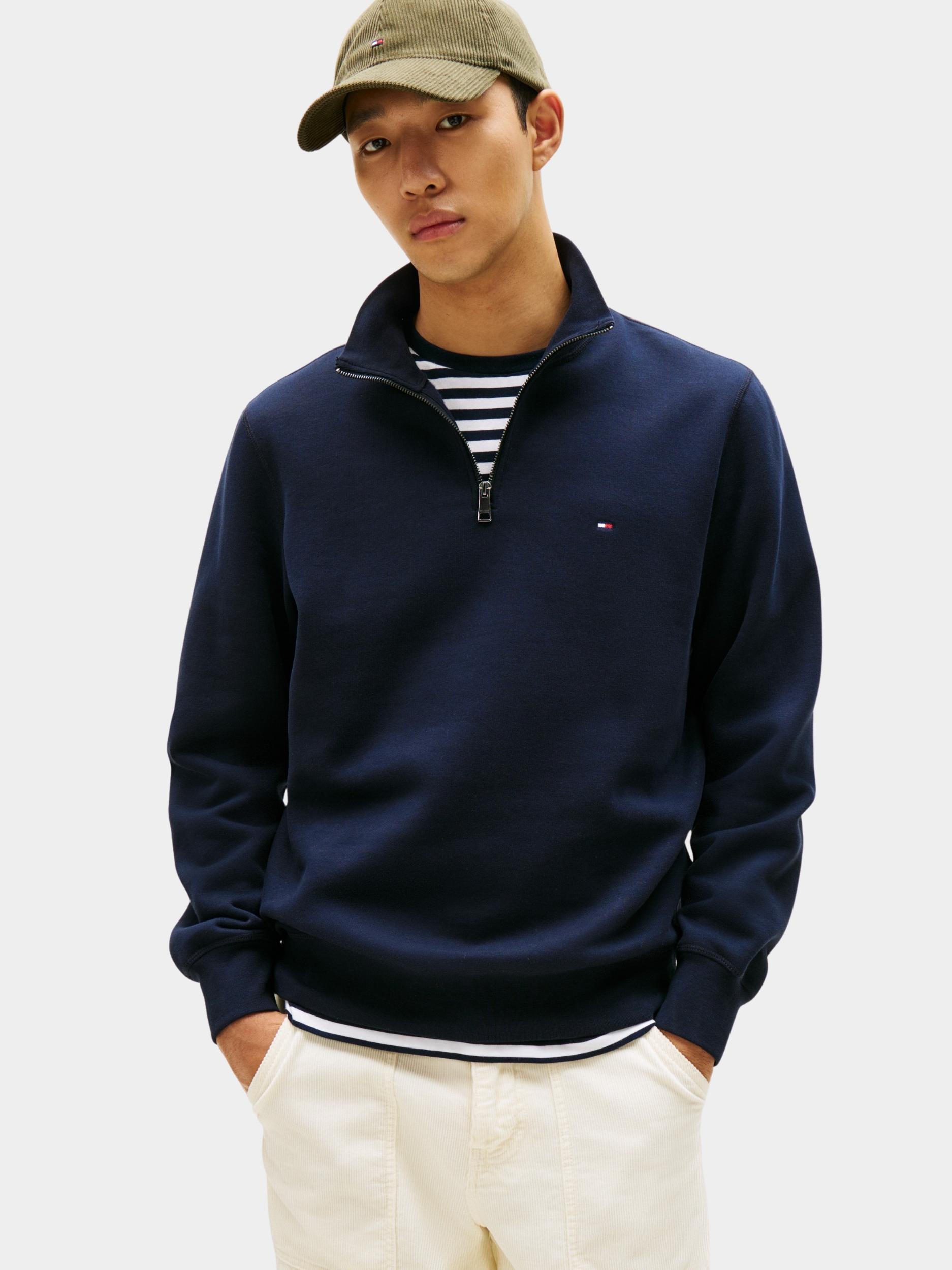 Tommy Hilfiger Half Zip Blauw ESSENTIAL FLEECE 1/4 ZIP MW0MW37233/DW5
