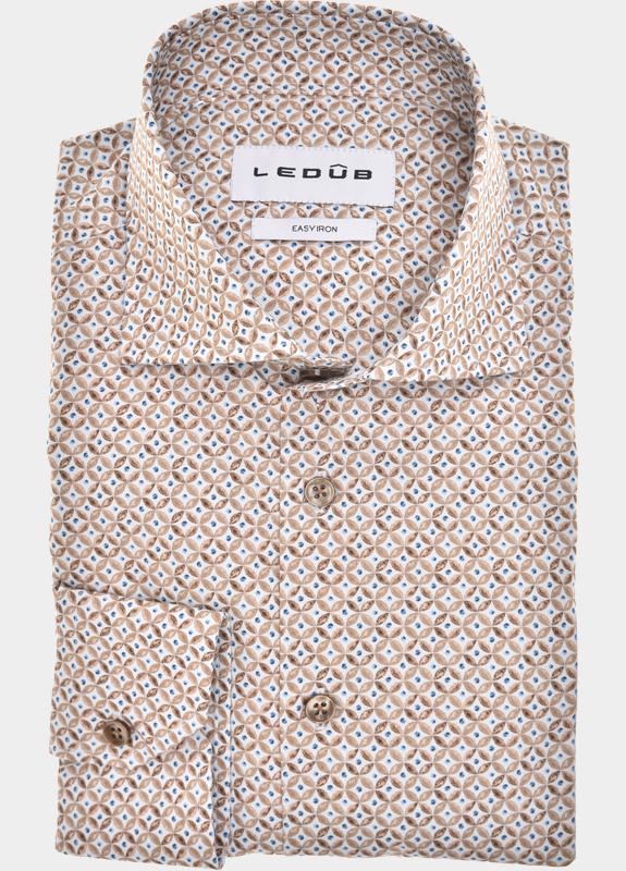 Ledub Business hemd lange mouw Bruin LE24304 MFN5 0143345/630-000-000