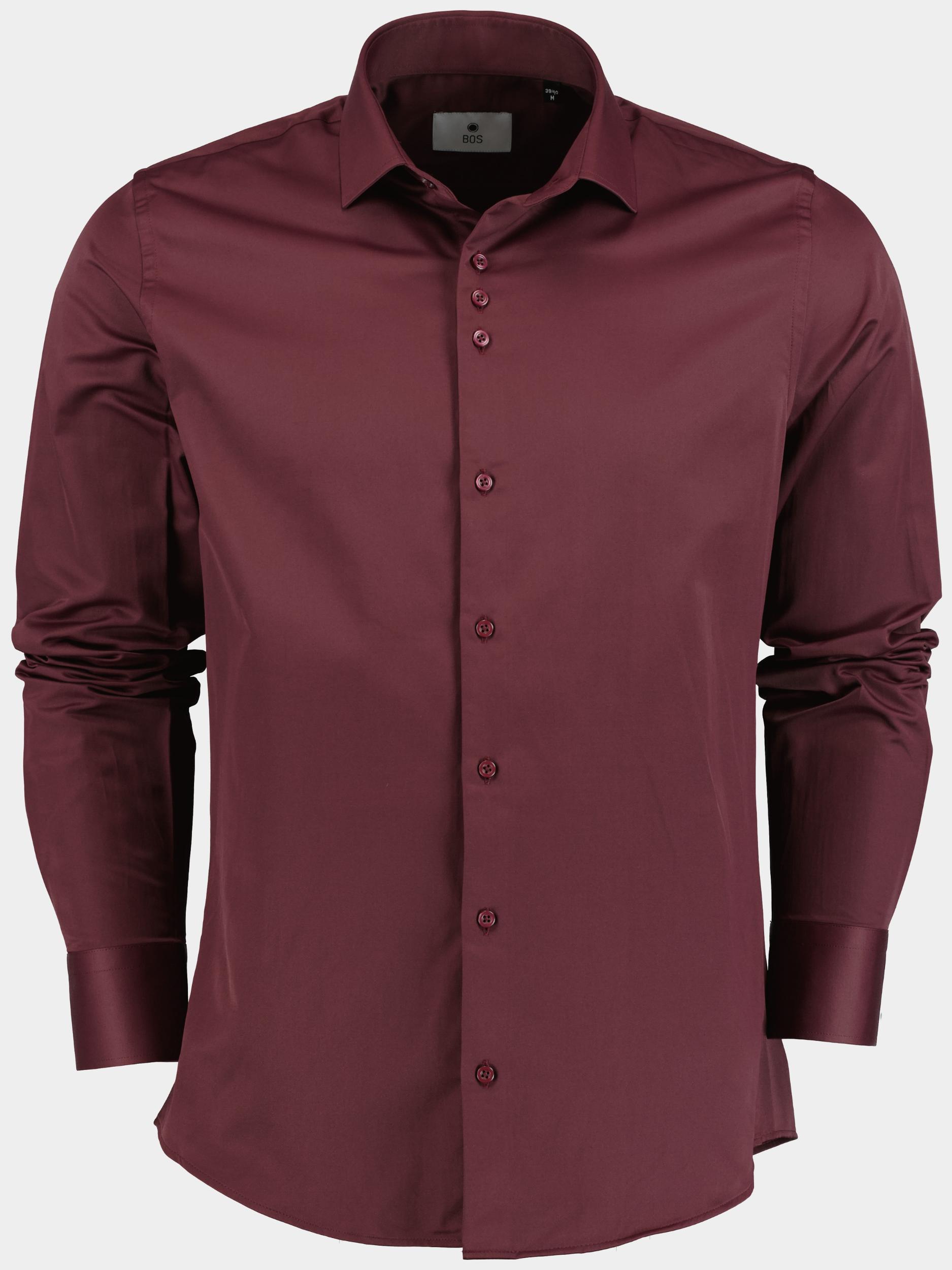 Bos Casual hemd lange mouw Rood slim fit Napoli/Oxblood