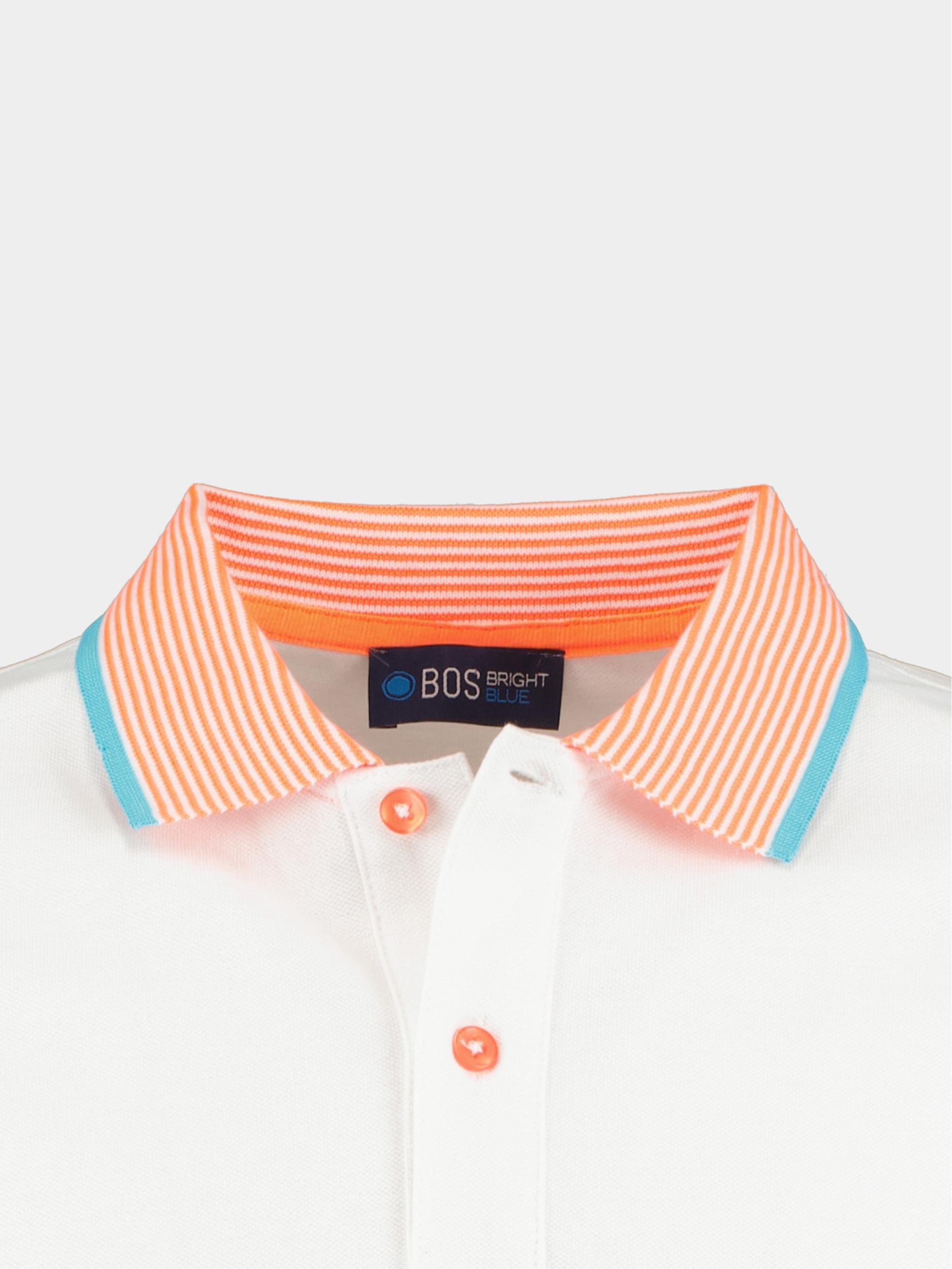 Bos Polo korte mouw Wit Polo met neon accenten 7785423/100
